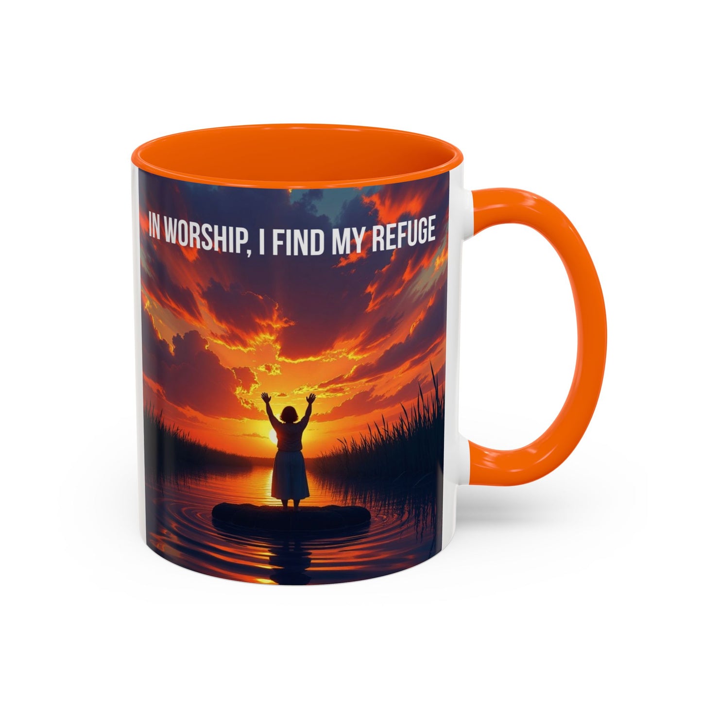 Inspirational Worship Coffee Mug - "In Worship, I Find My Refuge"