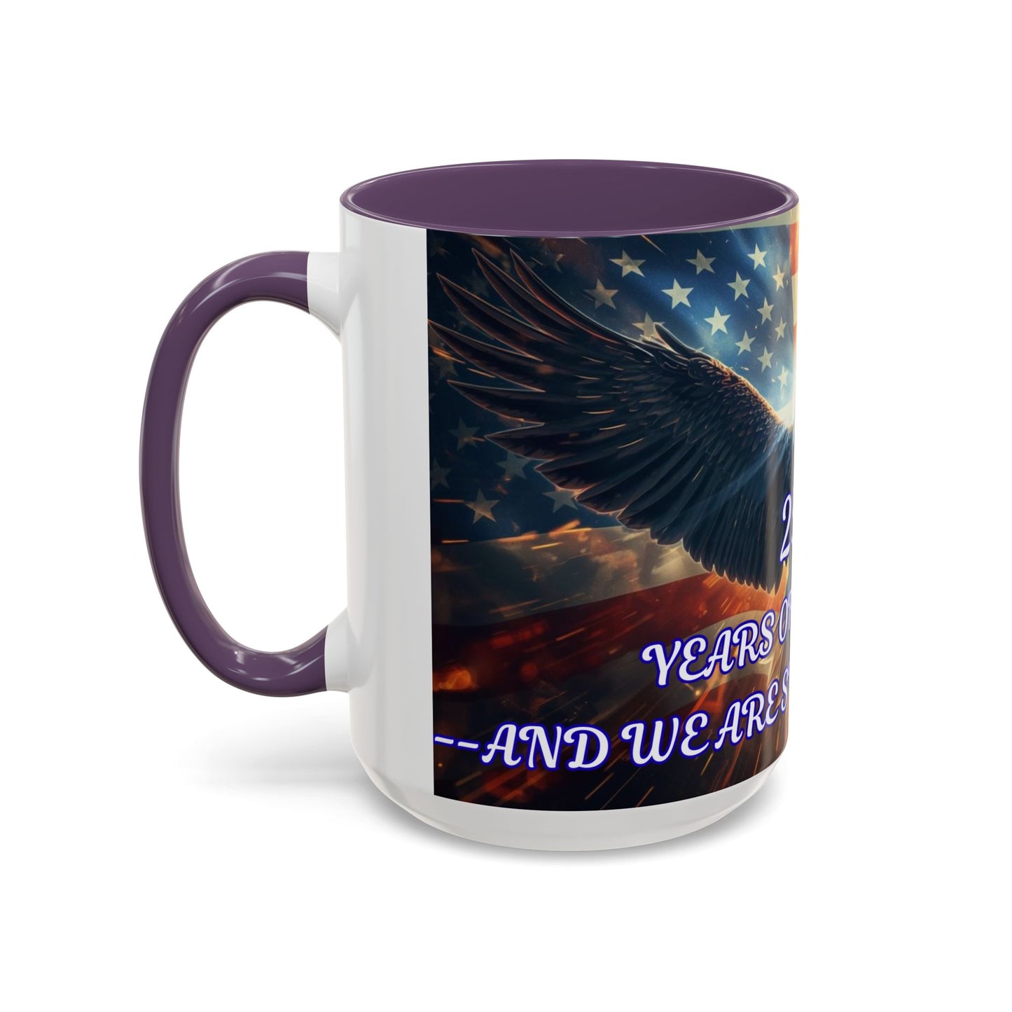Patriotic Eagle Coffee Mug – "250 Years of Freedom" Accent 11/15oz