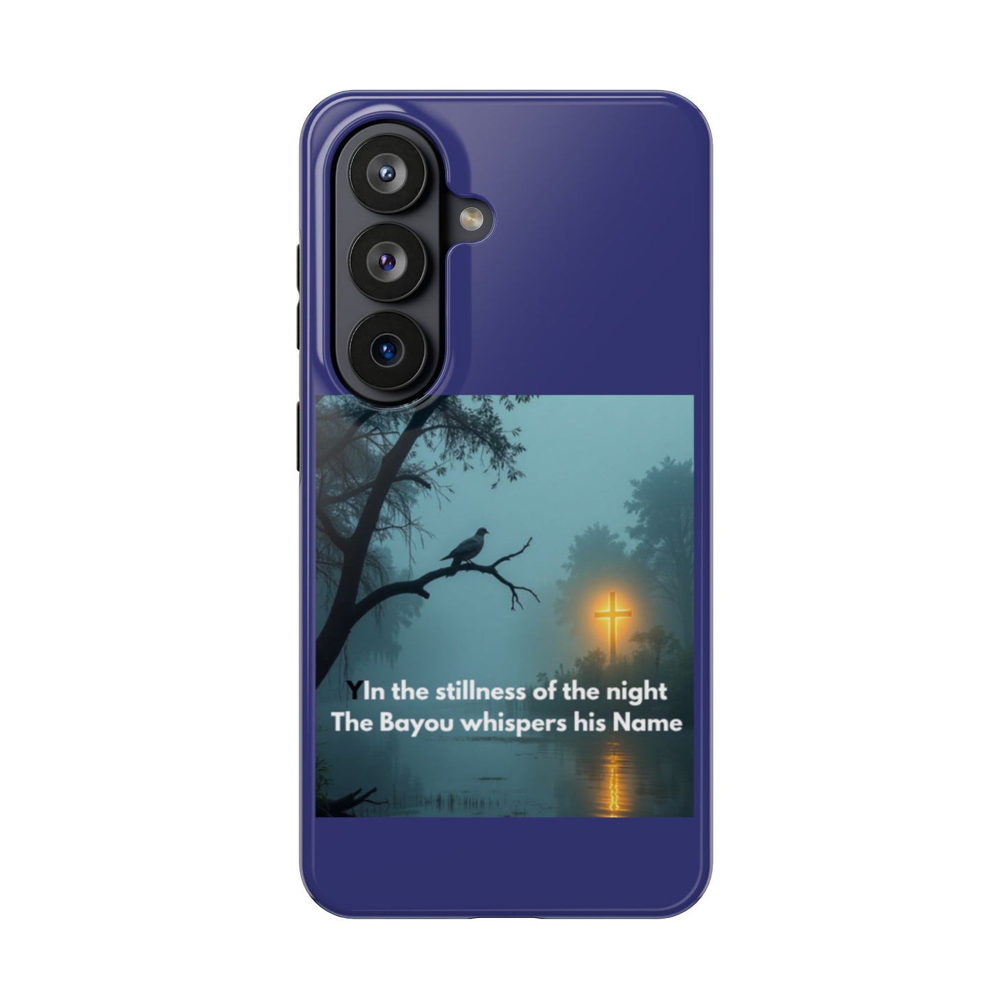 Tough Phone Case — 'In the stillness of the night the Bayou whispers his Name' Moody Bayou Cross Design