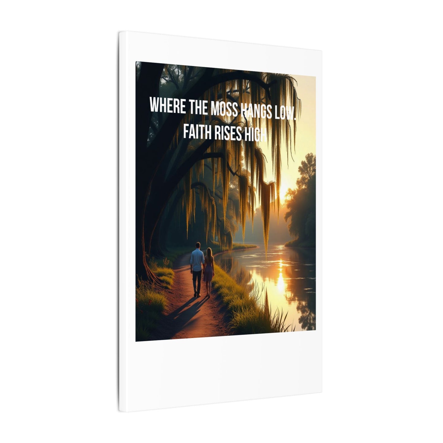 Canvas Wall Art - "Faith Rises High" Romantic Sunset Couple by River