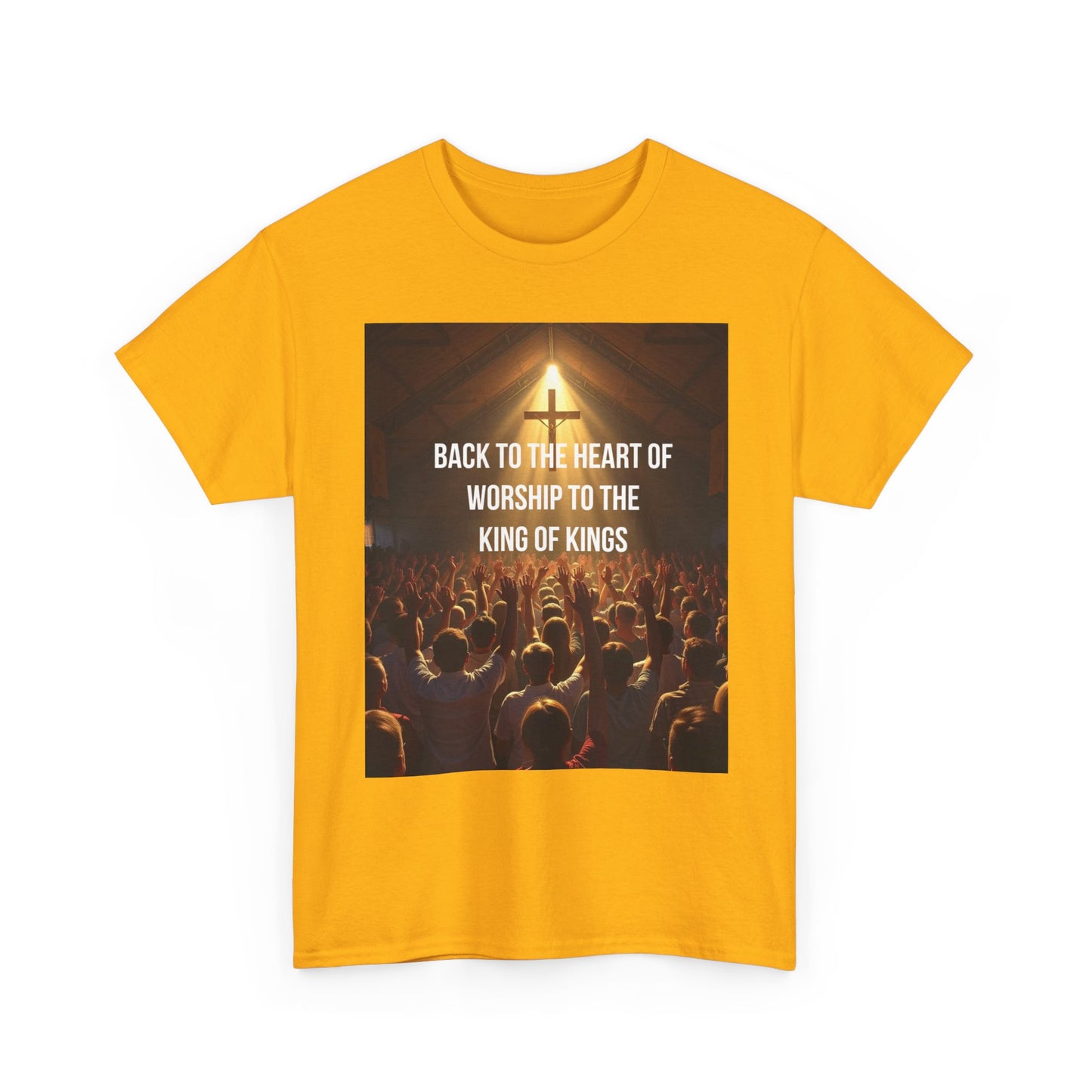 Worship Concert Tee — "Back to the Heart of Worship to the King of Kings" Christian T-Shirt