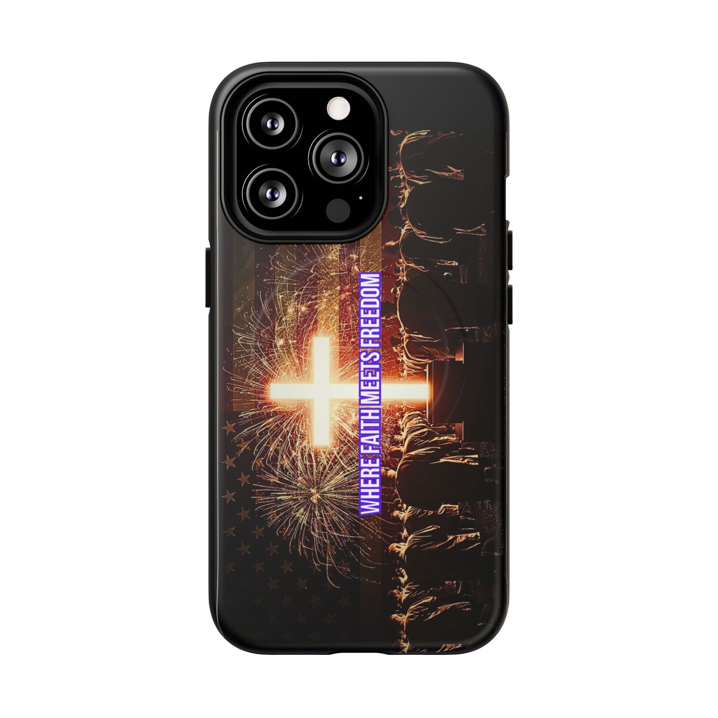 Christian Cross Phone Case - "Where Faith Meets Freedom" Tough Magnetic Case