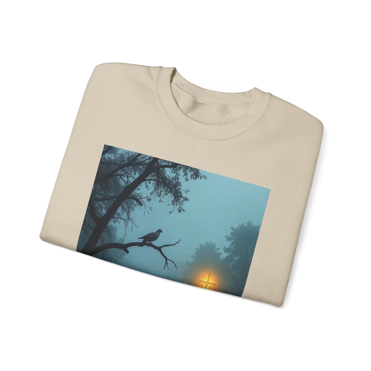 Christian Sweatshirt - "The Cross Stands Tall Over Every Storm" Inspirational Crewneck