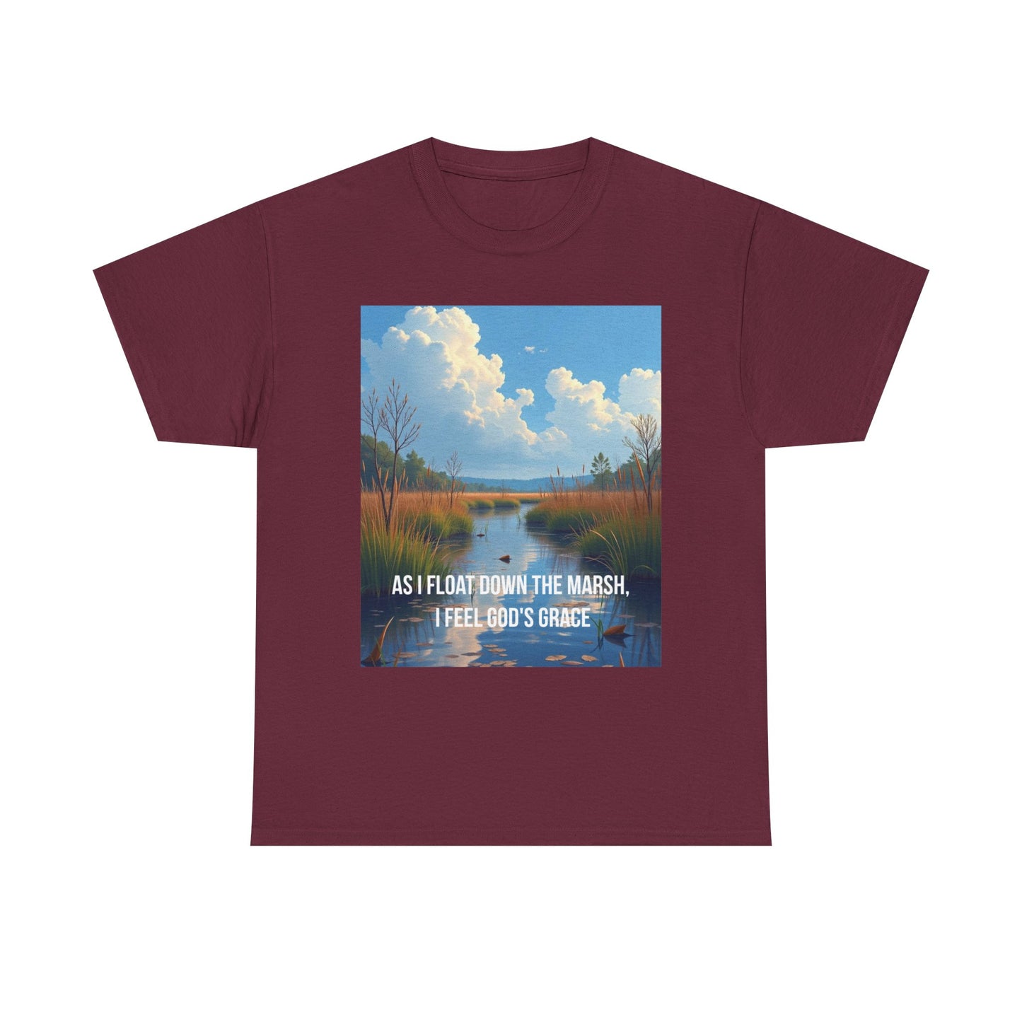 Marsh Landscape Tee — "As I Float Down the Marsh, I Feel God’s Grace"