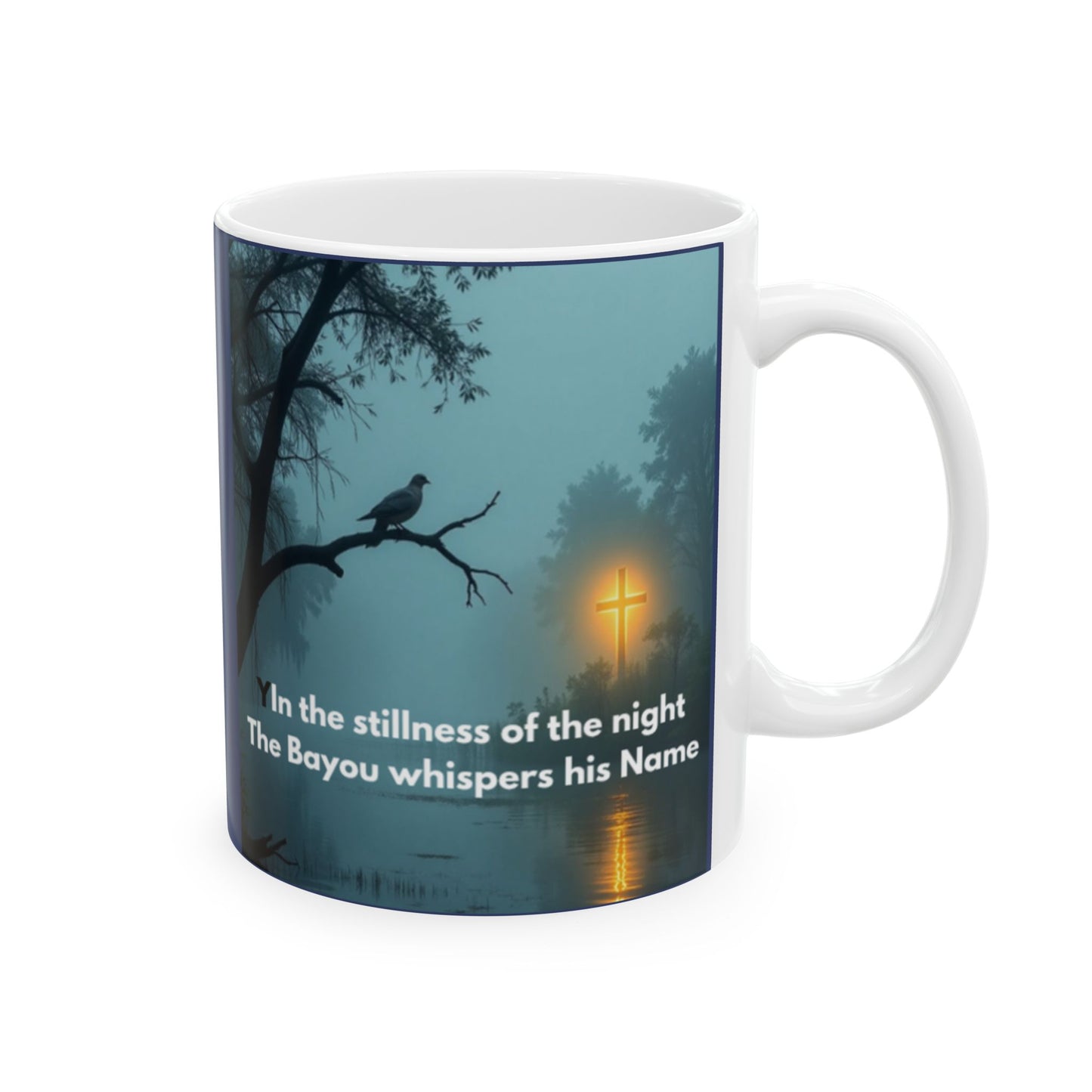 Bayou Midnight Ceramic Mug – Scenic Moonlit Swamp Coffee Cup (11oz, 15oz)