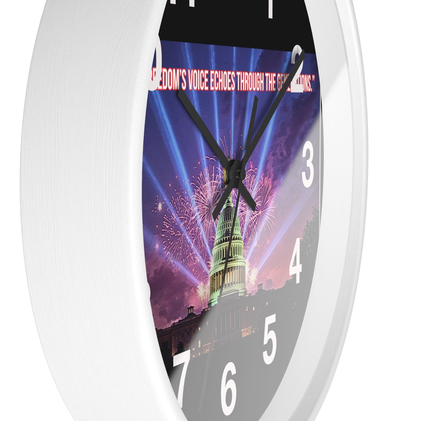 Capitol Fireworks Wall Clock — Patriotic Washington D.C. Clock with Quote