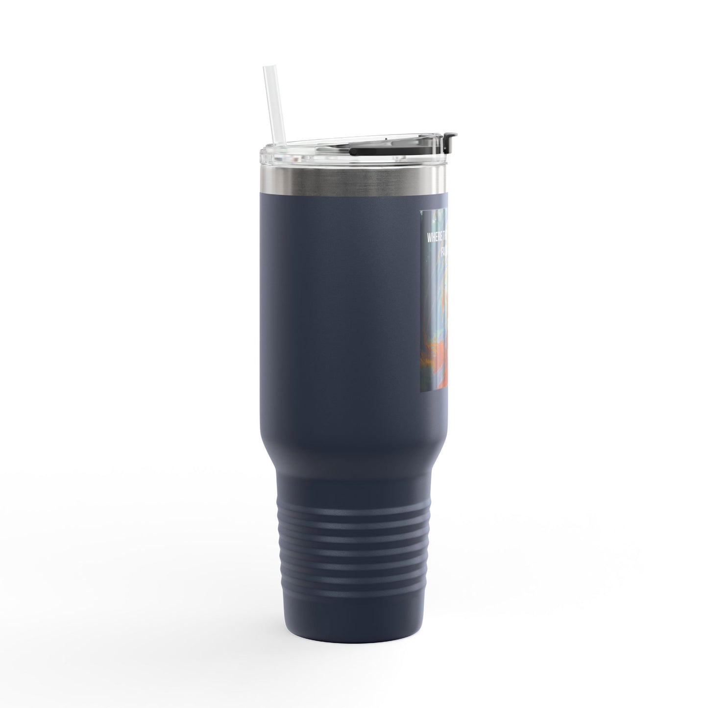 40oz Insulated Travel Mug — Tropical Sunset Faith Design