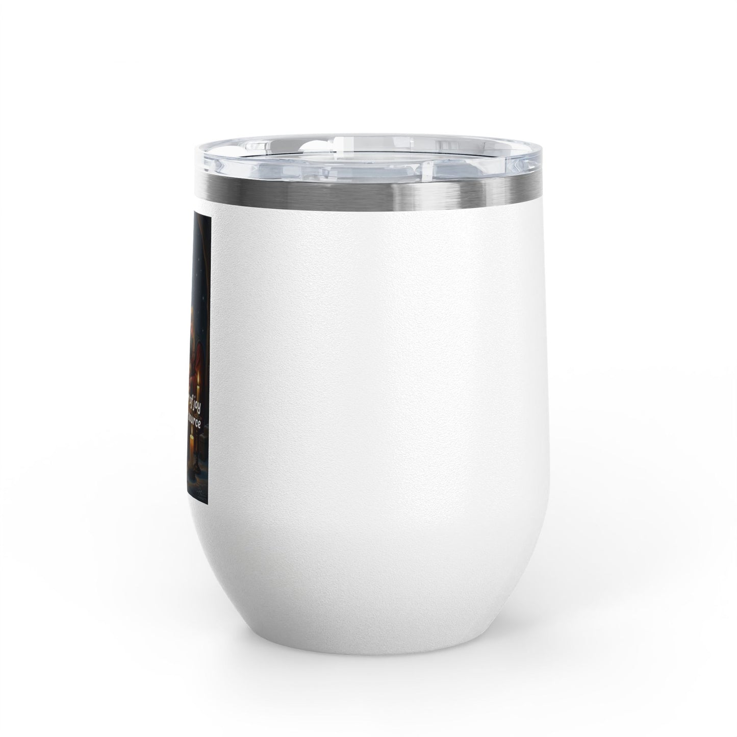Christmas Wine Tumbler, Santa and Nativity Scene, Holiday Gift, Travel Mug, Wine Cup, Festive Drinkware, Unique Christmas Decor