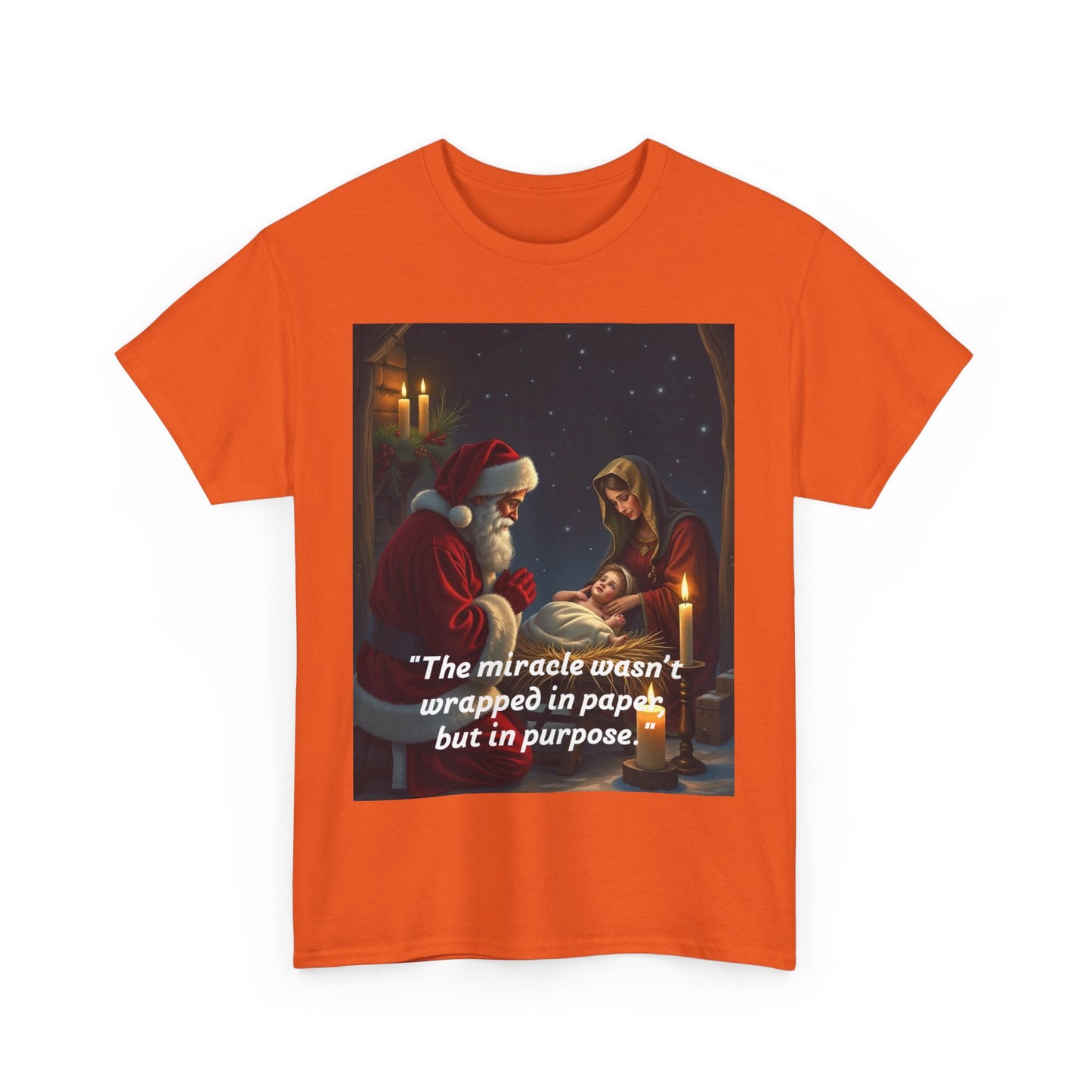 Christmas Inspirational Tee, Unisex Heavy Cotton Tee, Santa Shirt, Holiday Gift, Family Gathering, Faith-Based Apparel