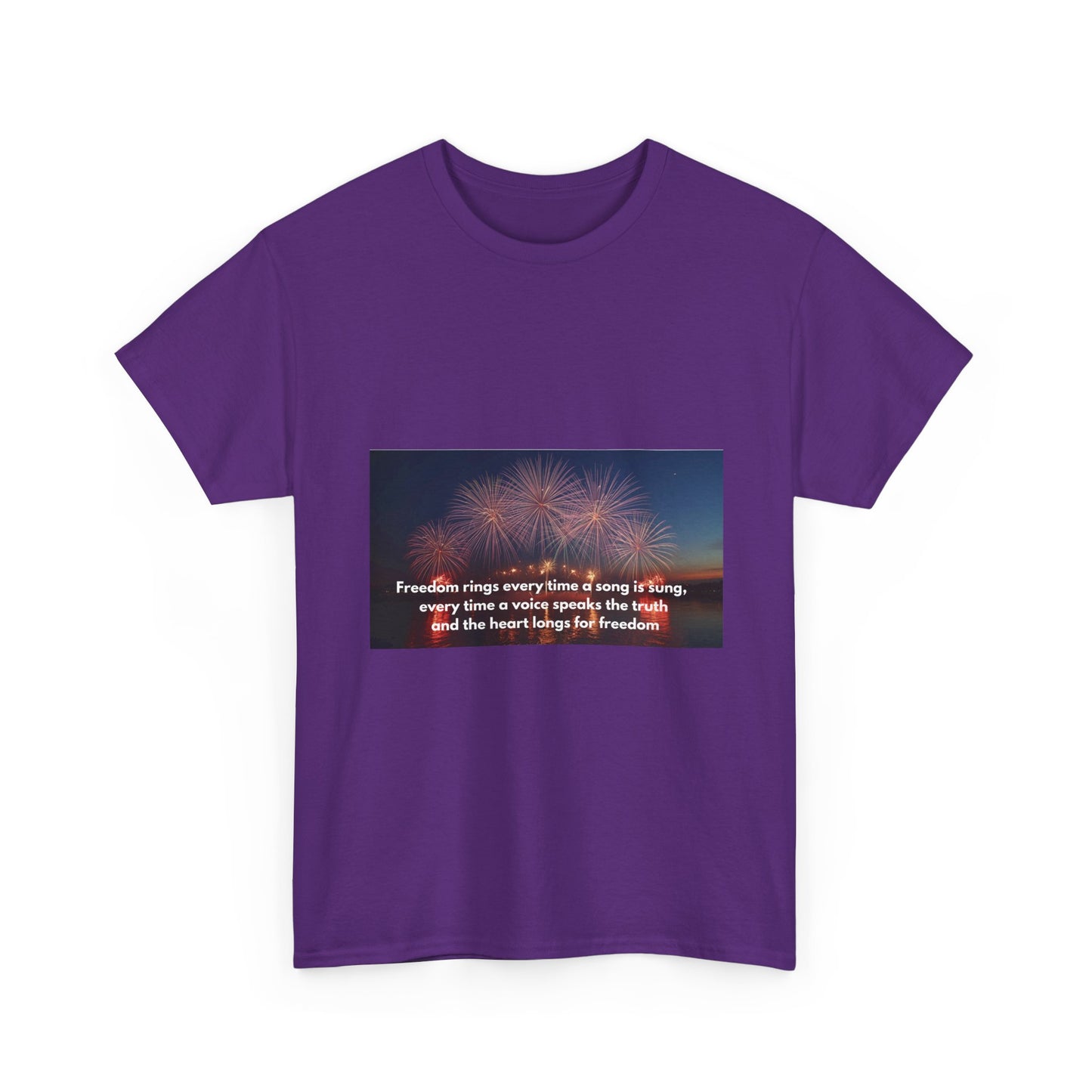 T-Shirt — Patriotic Fireworks Tee with 'Freedom Rings' Quote