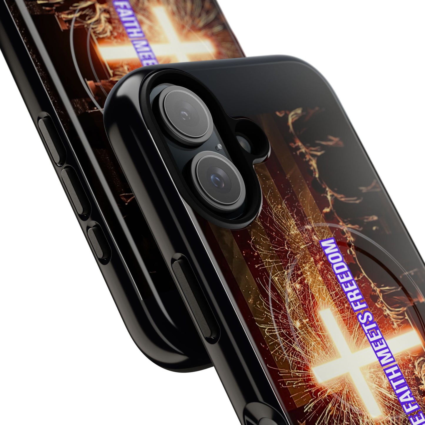 Christian Cross Phone Case - "Where Faith Meets Freedom" Tough Magnetic Case