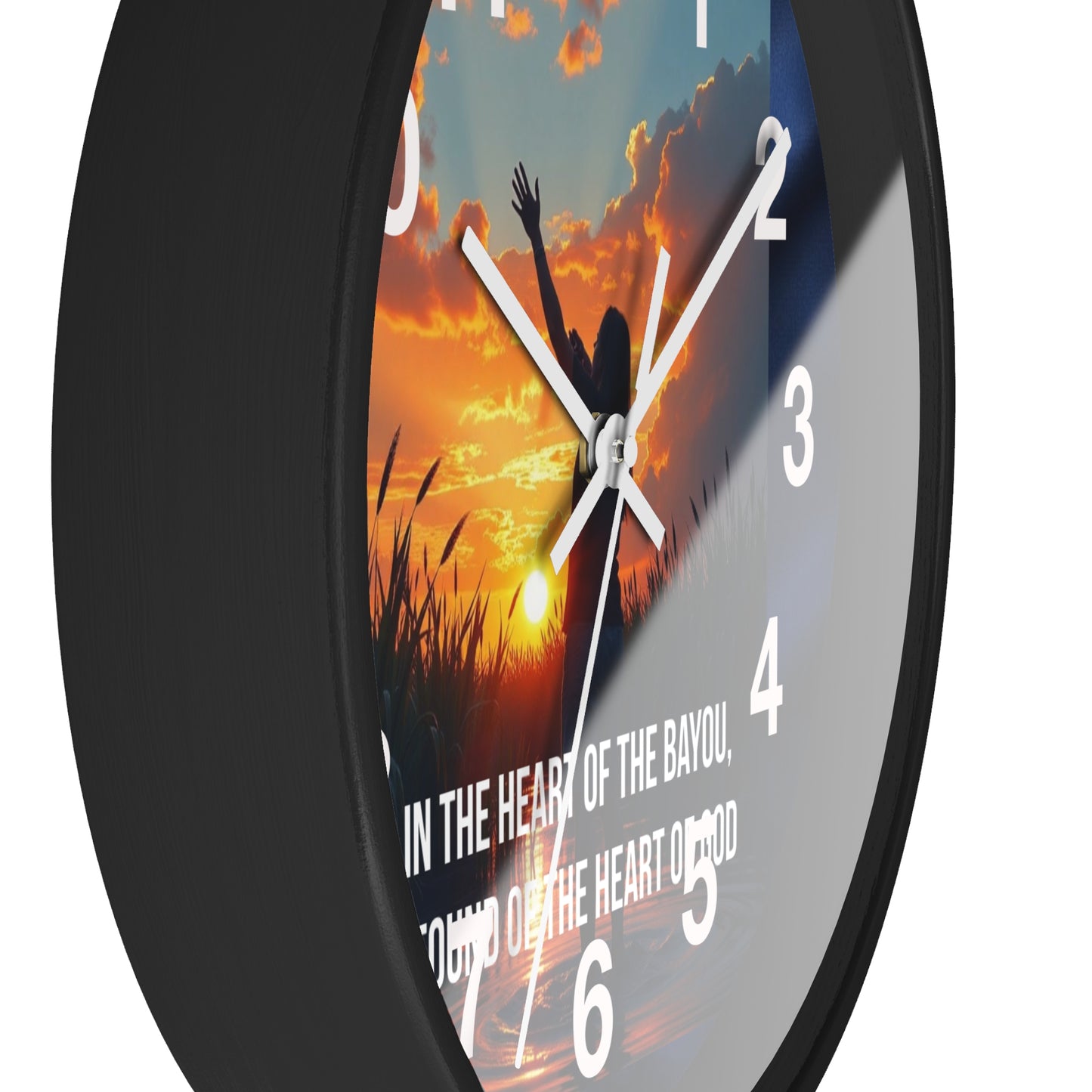 Bayou Sunset Wall Clock — "In the Heart of the Bayou, Found of the Heart of God"