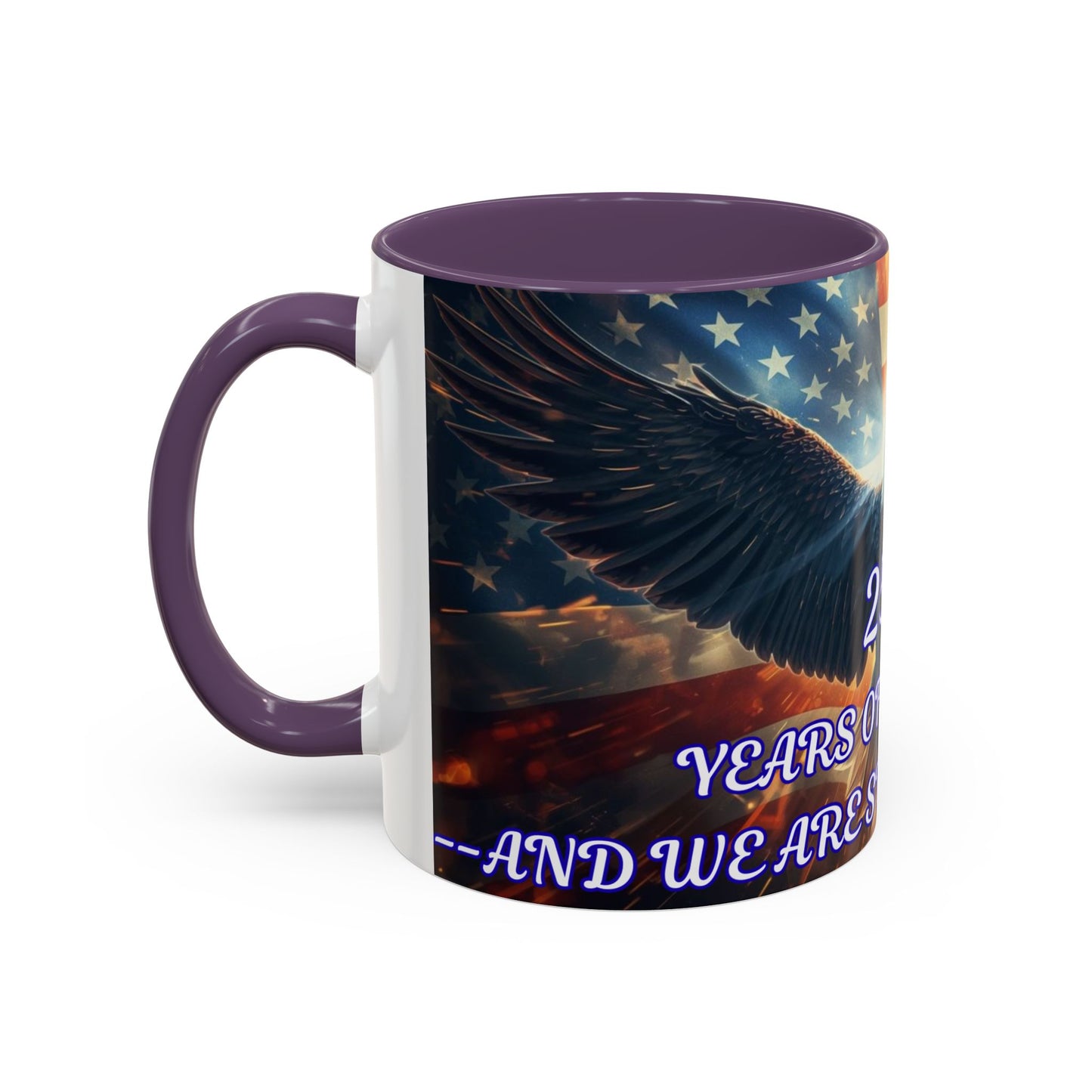 Patriotic Eagle Coffee Mug – "250 Years of Freedom" Accent 11/15oz