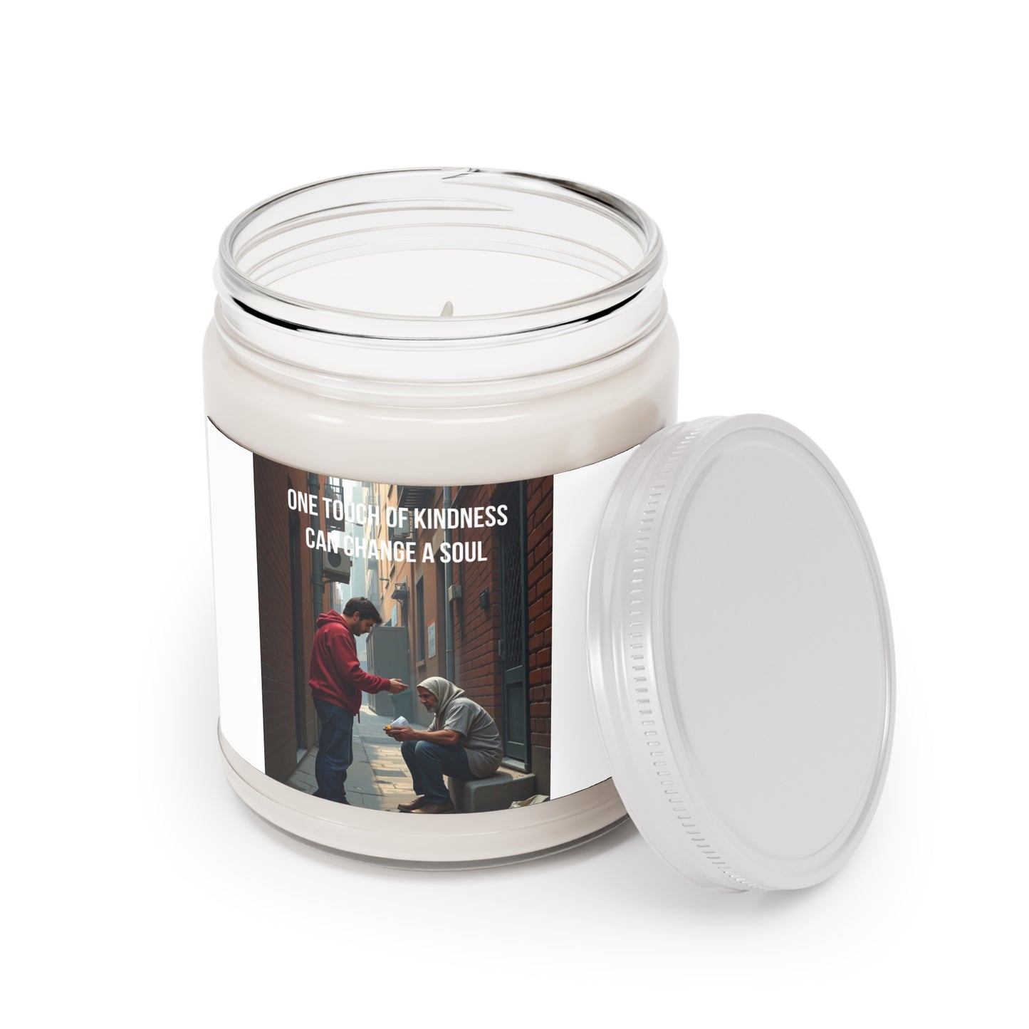 Soy Candle – "One Touch of Kindness Can Change a Soul" (9oz, White Lid)