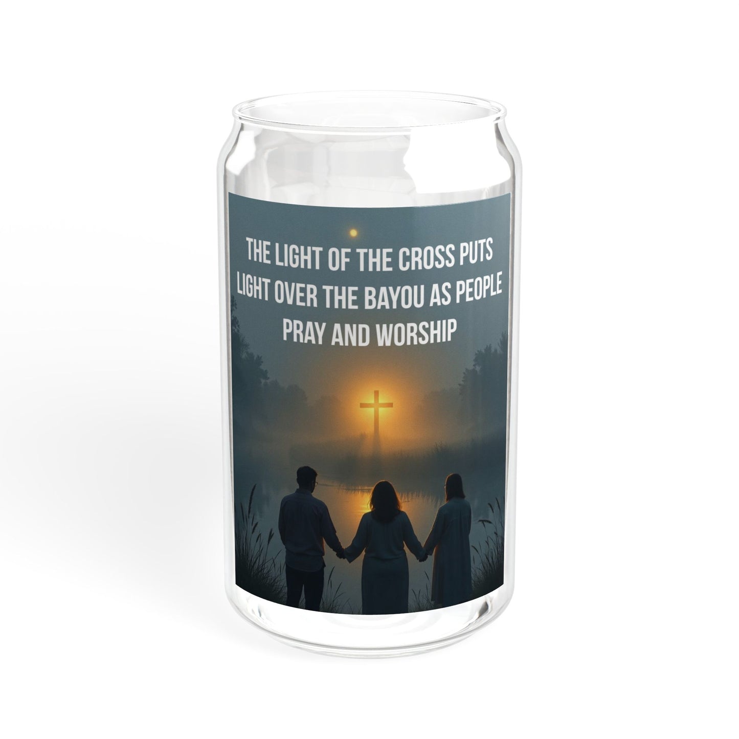 Christian Sipper Glass 16oz – "The Light of the Cross" Inspirational Prayer Tumbler
