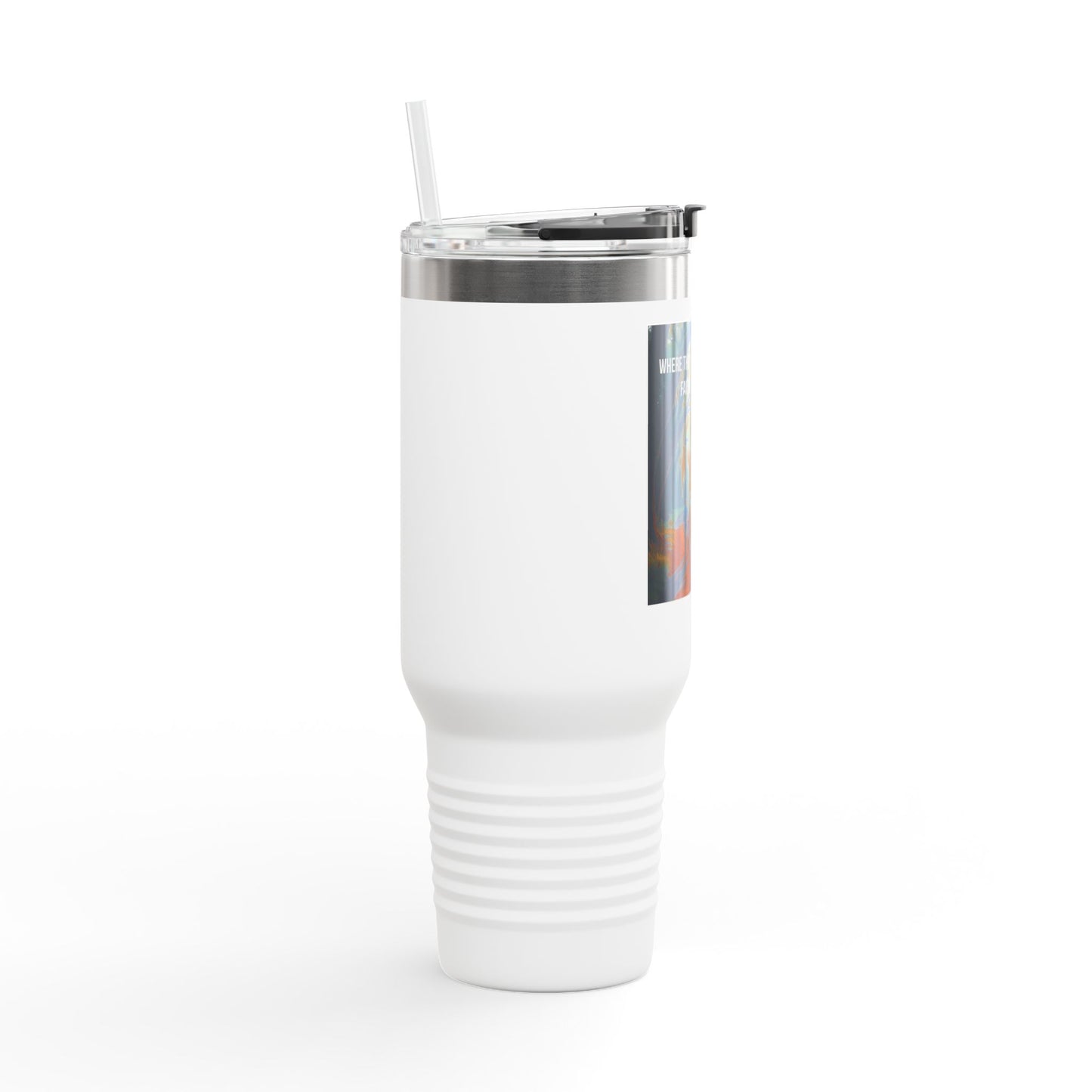 40oz Insulated Travel Mug — Tropical Sunset Faith Design