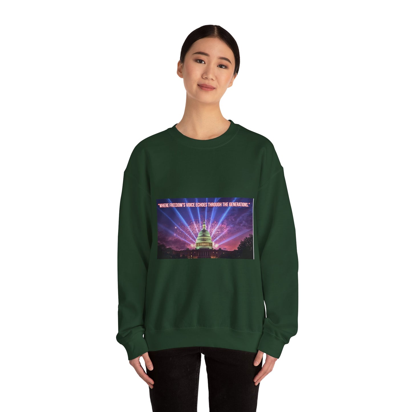 Crewneck Sweatshirt — "We’re Freedom’s Voice" Capitol Lightshow Graphic