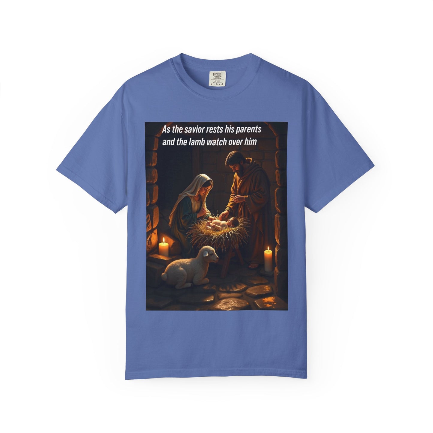 as savior rest his parnets and the lamb watch over him
