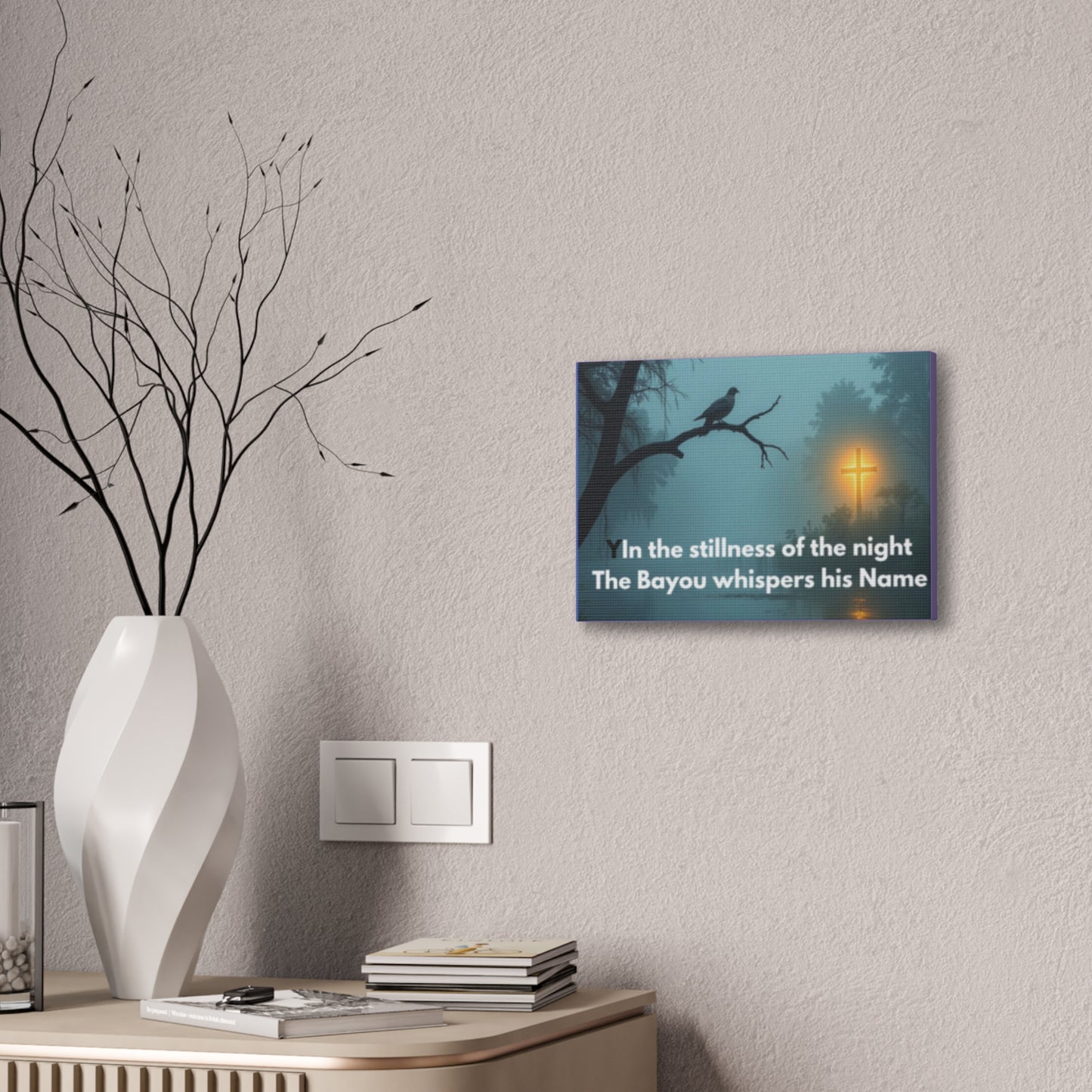 Bayou Night Canvas Wall Art — "In the stillness of the night the Bayou whispers his Name"
