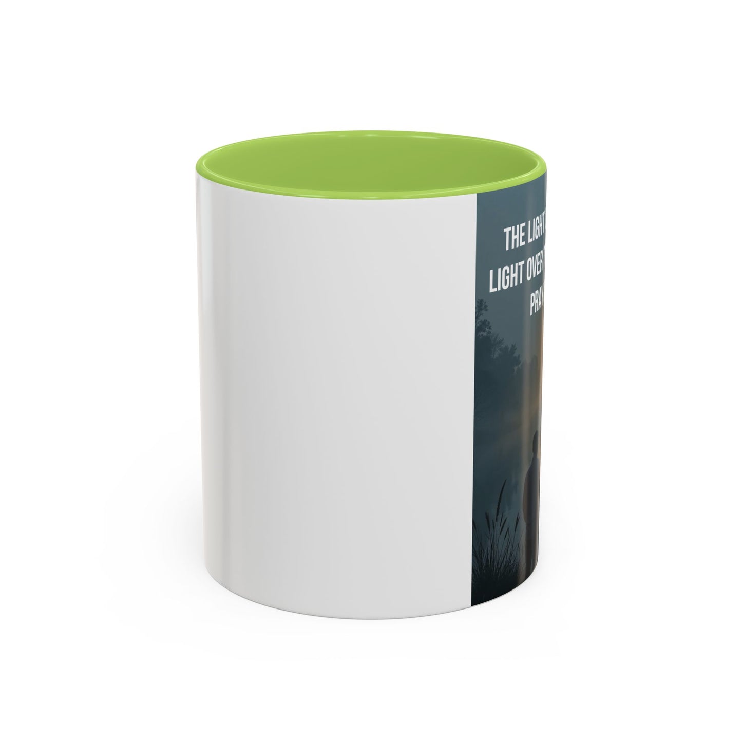 Christian Accent Coffee Mug — “The Light of the Cross” Inspirational Bible Verse Design
