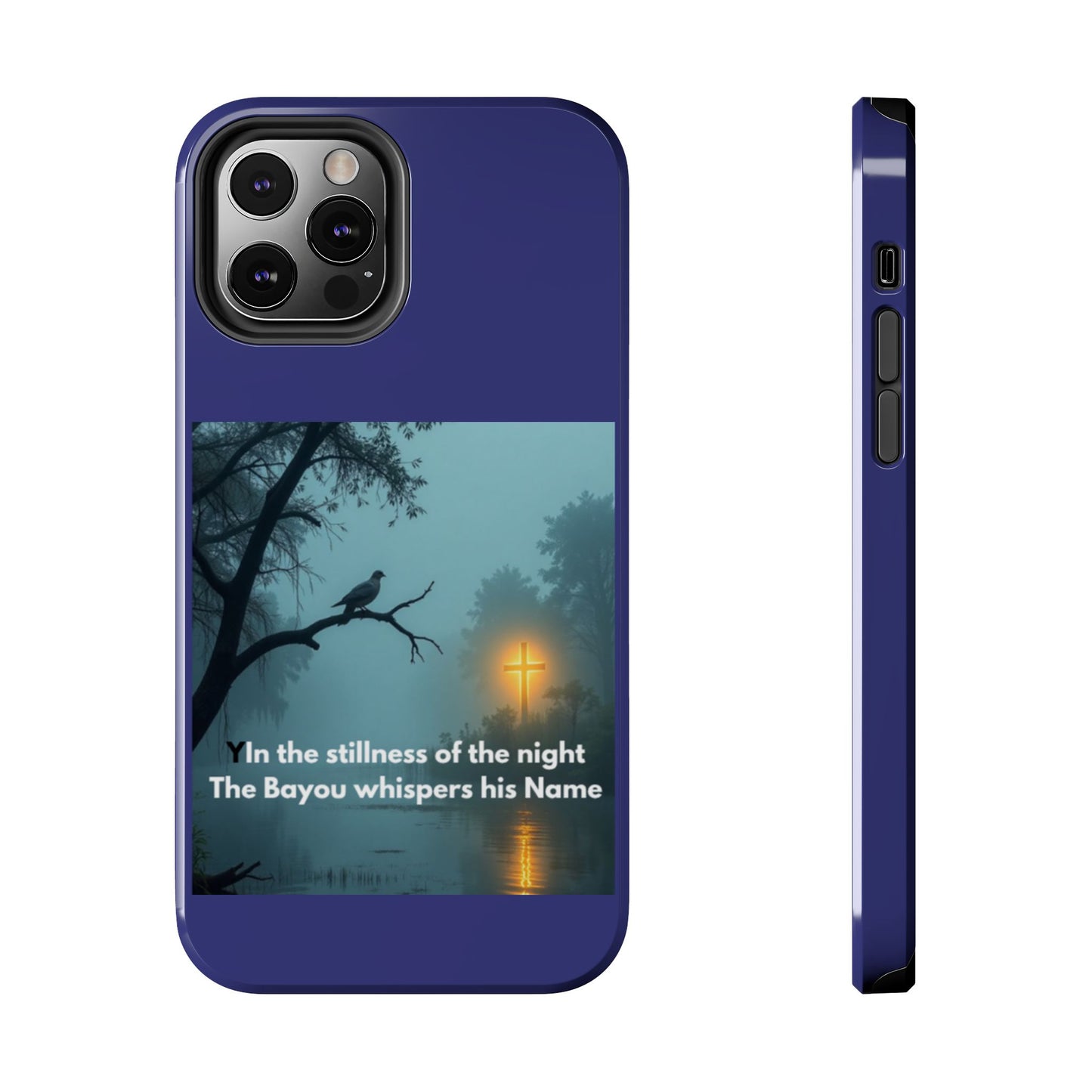 Tough Phone Case — 'In the stillness of the night the Bayou whispers his Name' Moody Bayou Cross Design