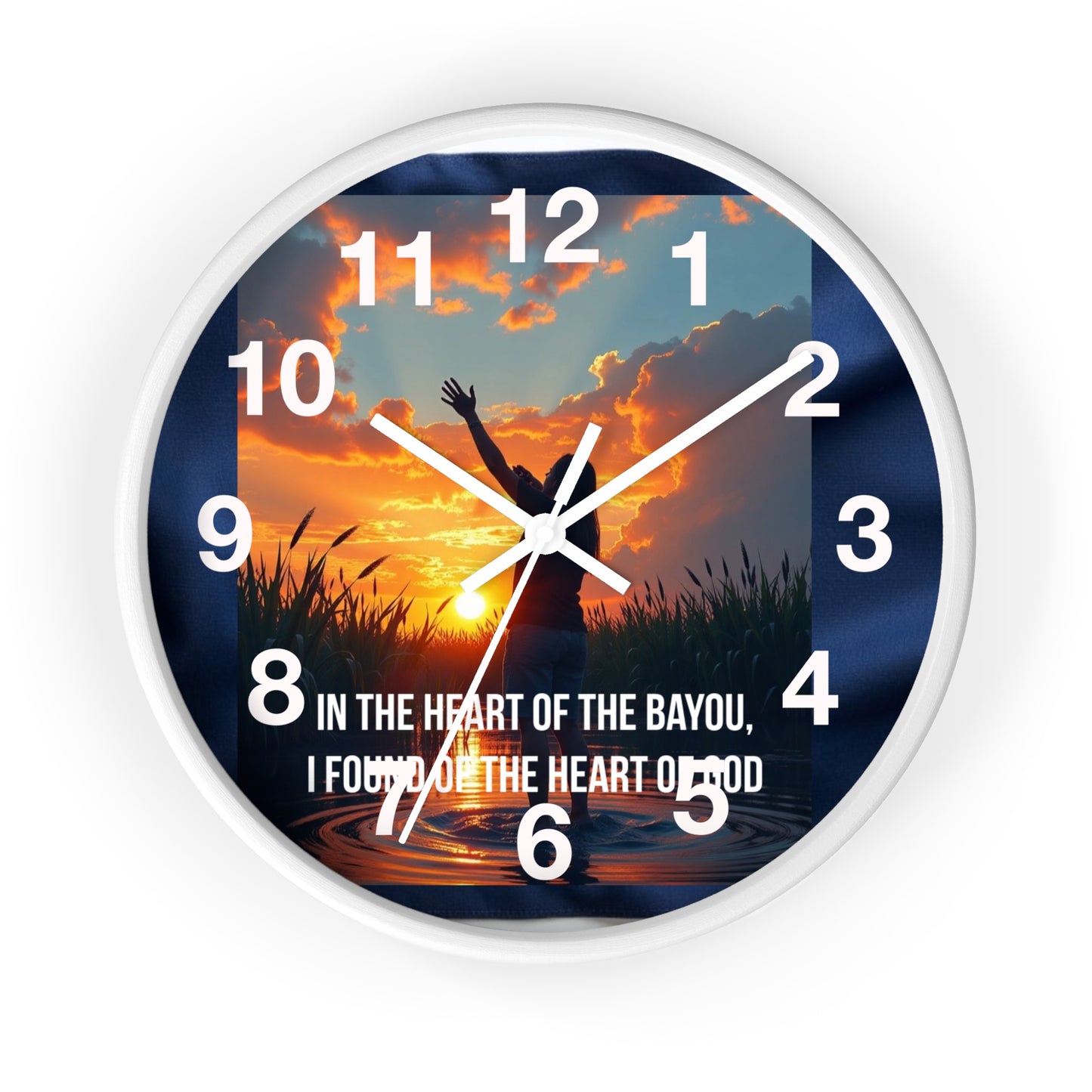 Bayou Sunset Wall Clock — "In the Heart of the Bayou, Found of the Heart of God"