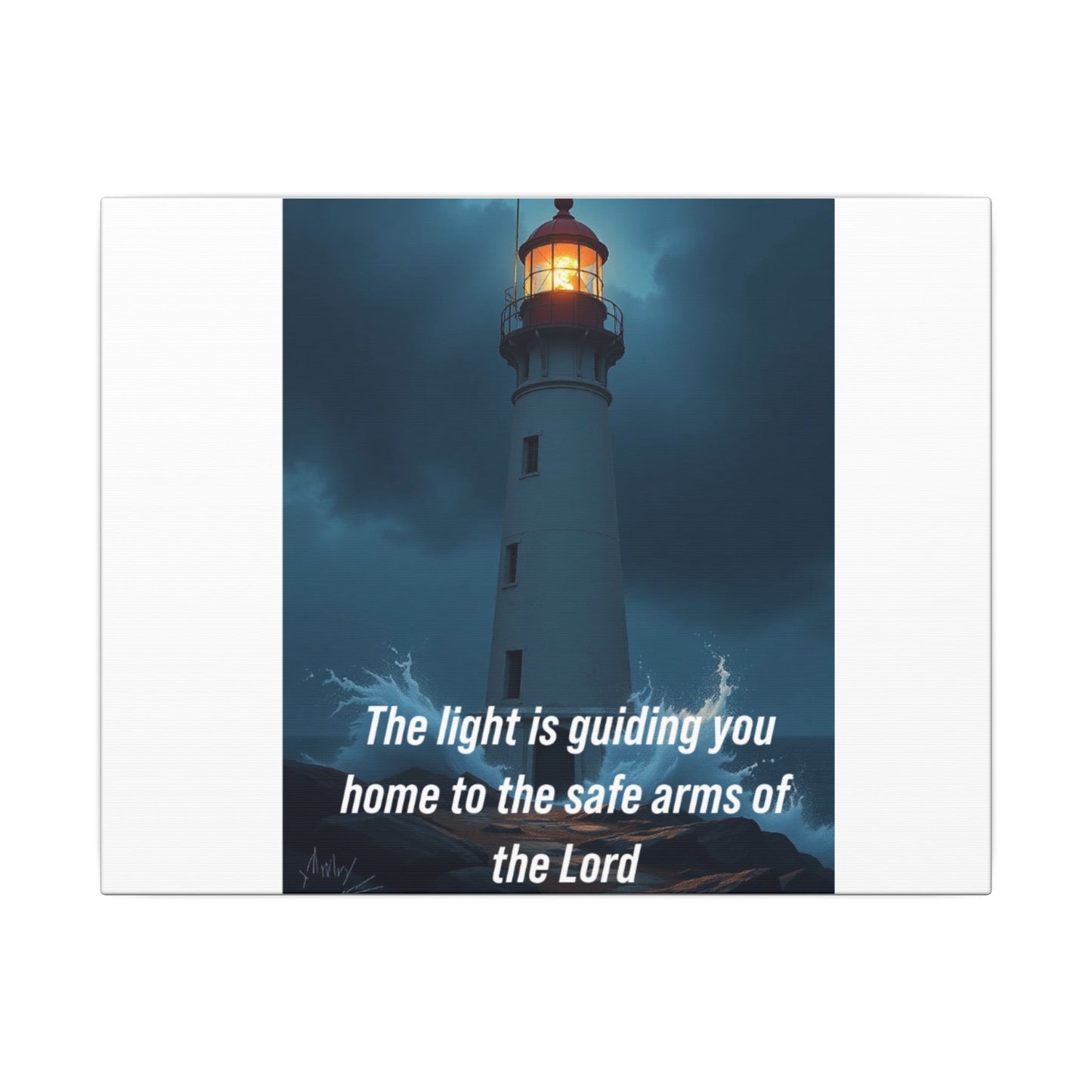 Lighthouse Canvas Print - "The light is guiding you home to the safe arms of the Lord" Inspirational Christian Wall Art