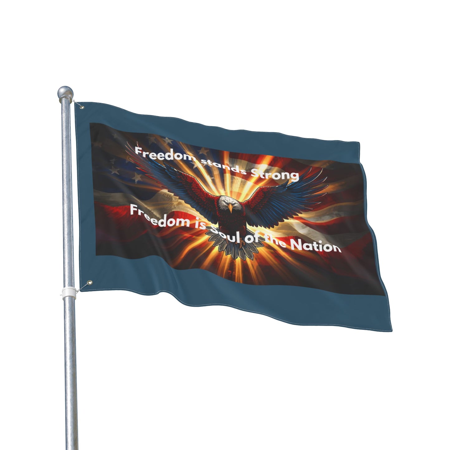 Freedom Stands Strong Double-Sided Patriotic Flag — Eagle & American Flag Design