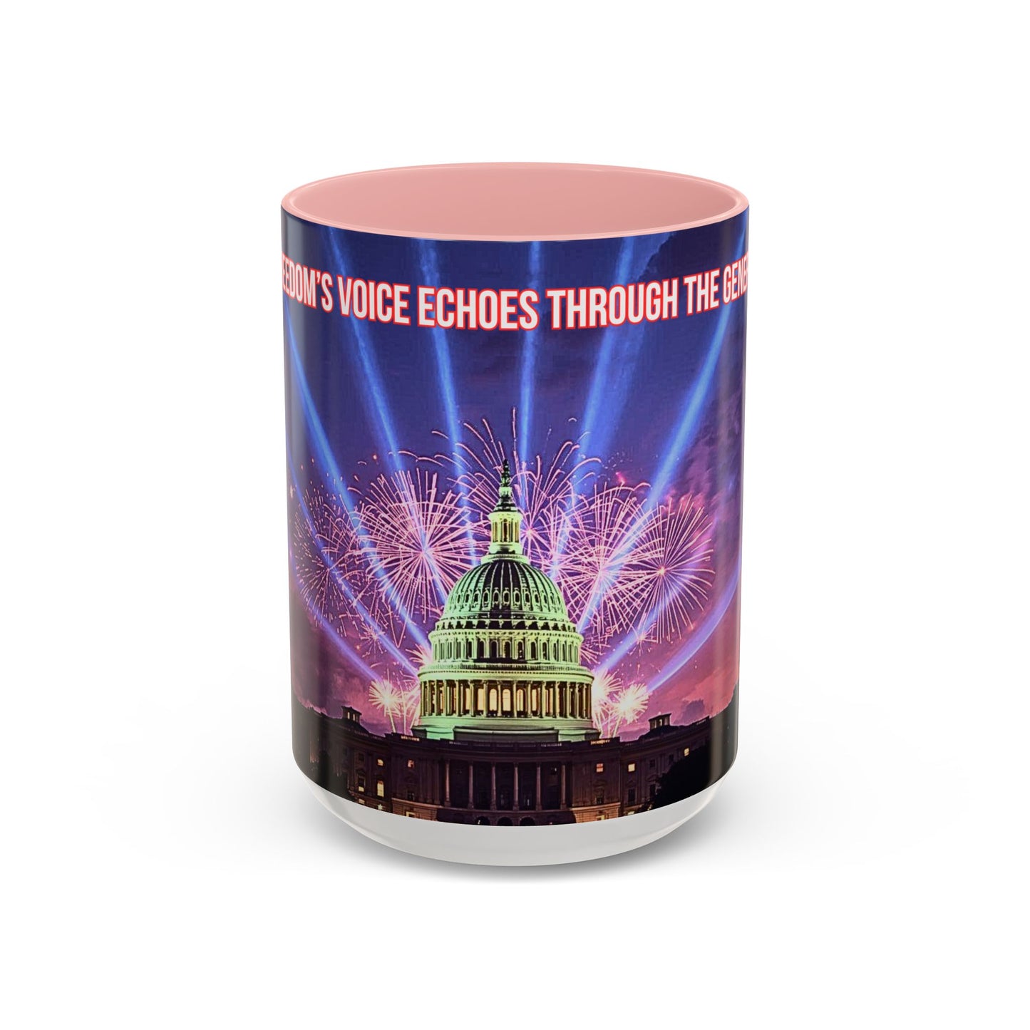 Capitol Fireworks Accent Coffee Mug — Patriotic Washington D.C. Skyline