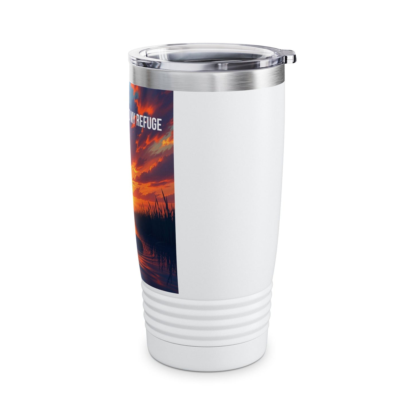 Worship Sunset 20oz Tumbler — "In Worship, I Find My Refuge" Inspirational Travel Mug