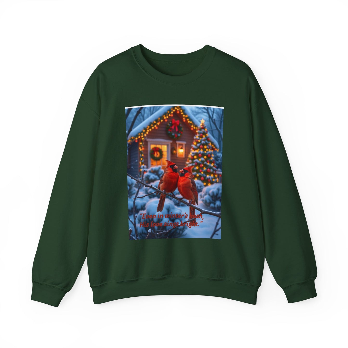 Cozy Holiday Sweatshirt with Cardinal Design, Christmas Gift, Winter Layering, Unisex Crewneck, Seasonal Apparel