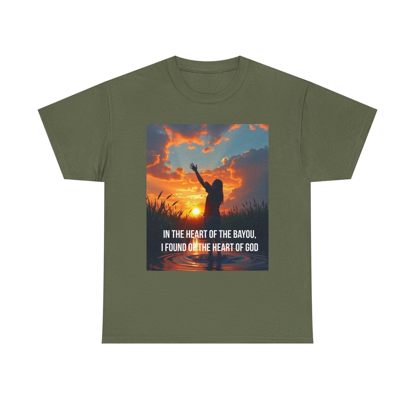 Bayou Sunrise Faith T-Shirt — "In the Heart of the Bayou, I Found the Heart of God" Christian Tee