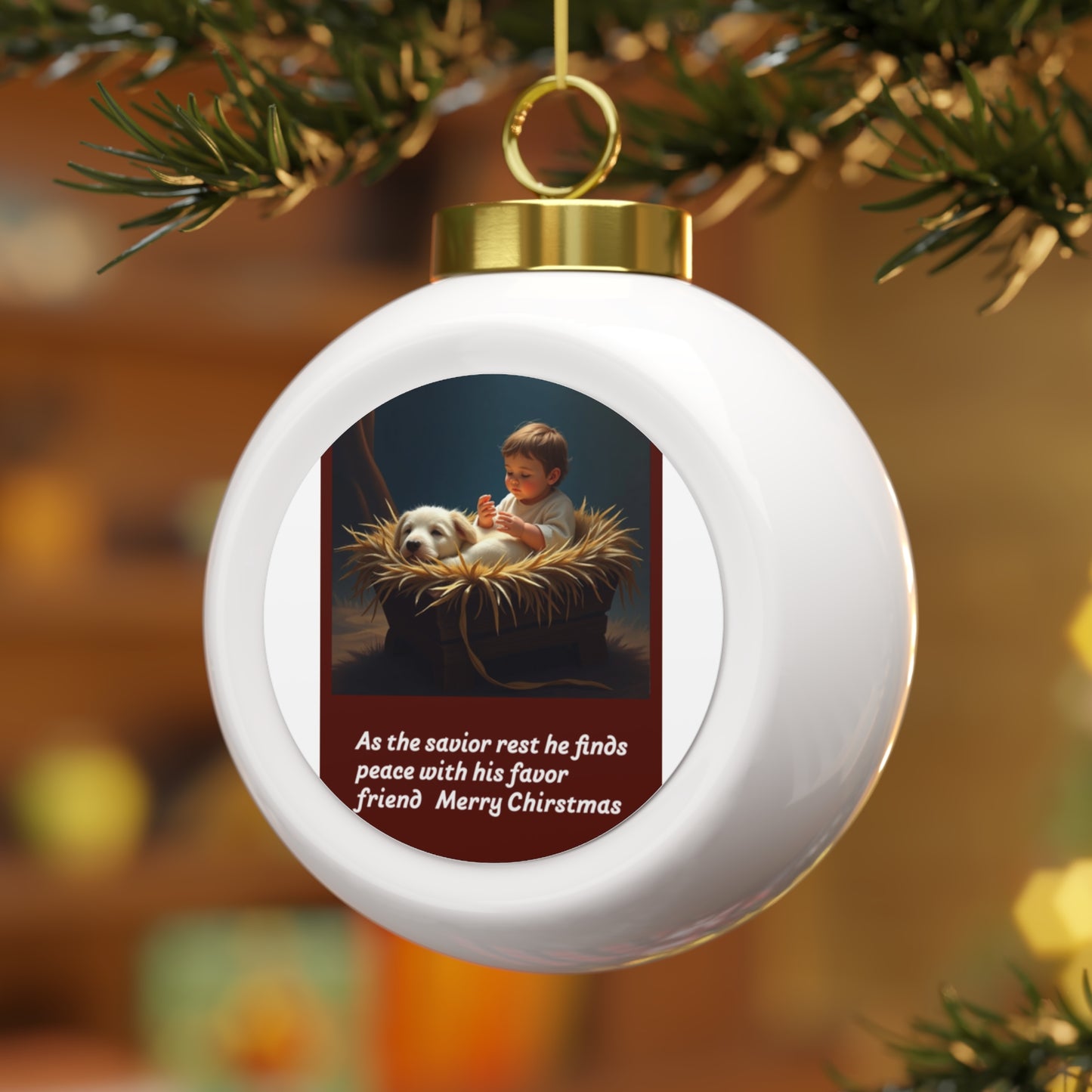 Christmas Ball Ornament, Holiday Decor, Personalized Tree Ornament, Festive Gift, Religious Ornament, Merry Christmas Decoration