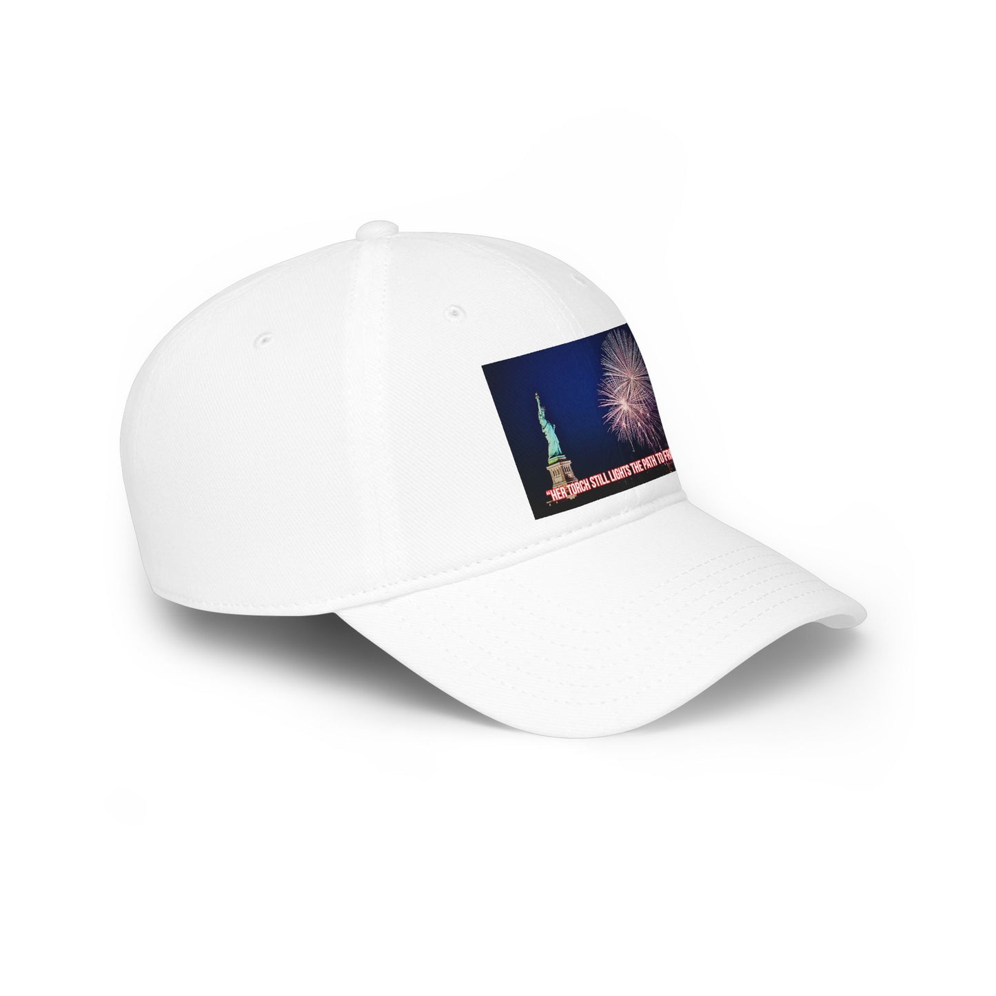 Low Profile Baseball Cap — Statue of Liberty Fireworks Graphic (Protect Freedom)