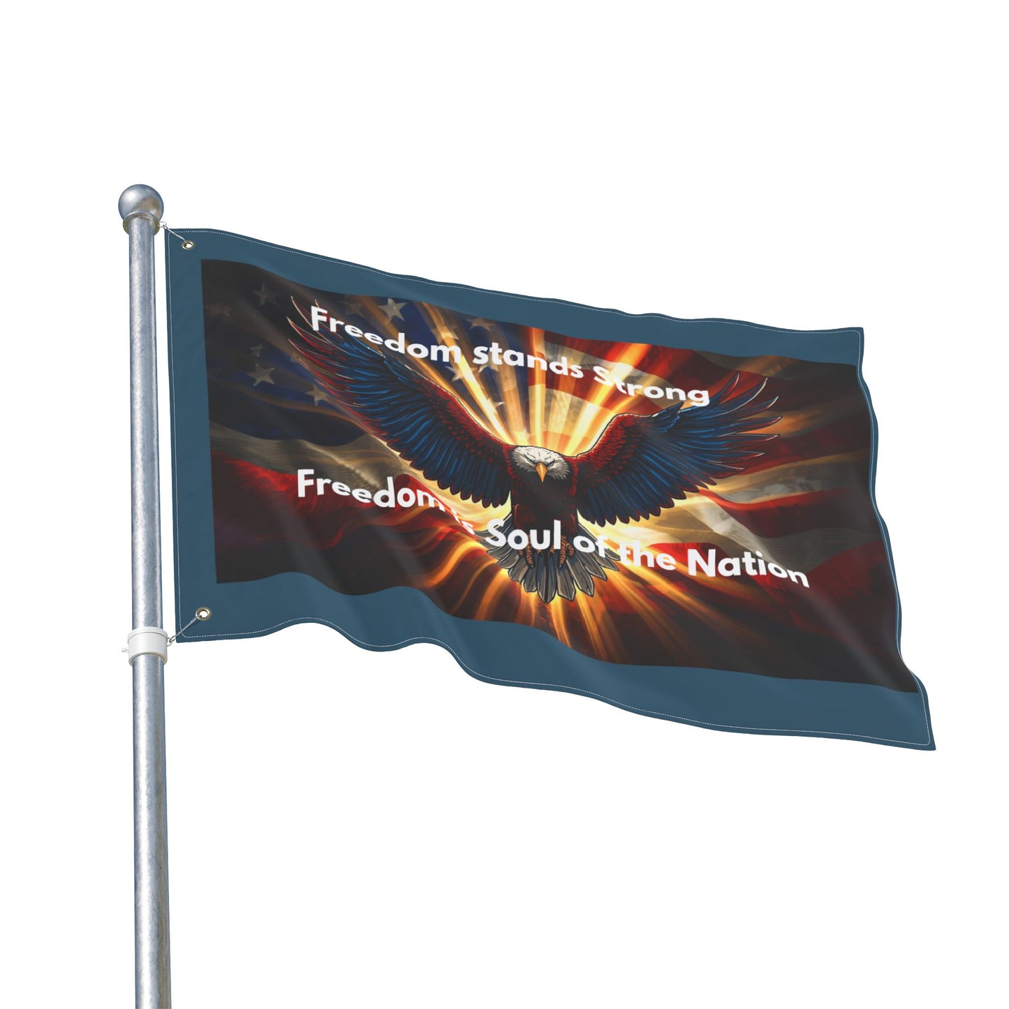 Freedom Stands Strong Double-Sided Patriotic Flag — Eagle & American Flag Design