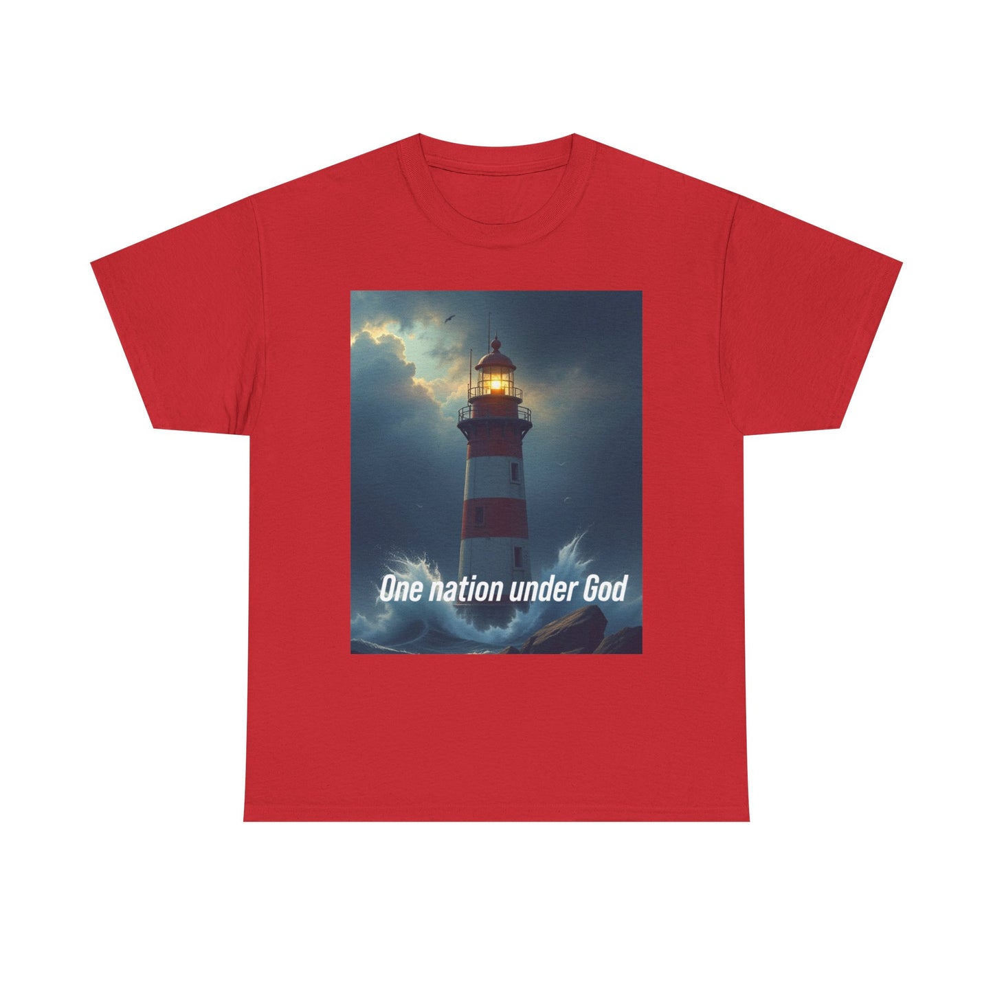 Lighthouse 'One Nation Under God' Tee — Patriotic Faith Graphic T-Shirt