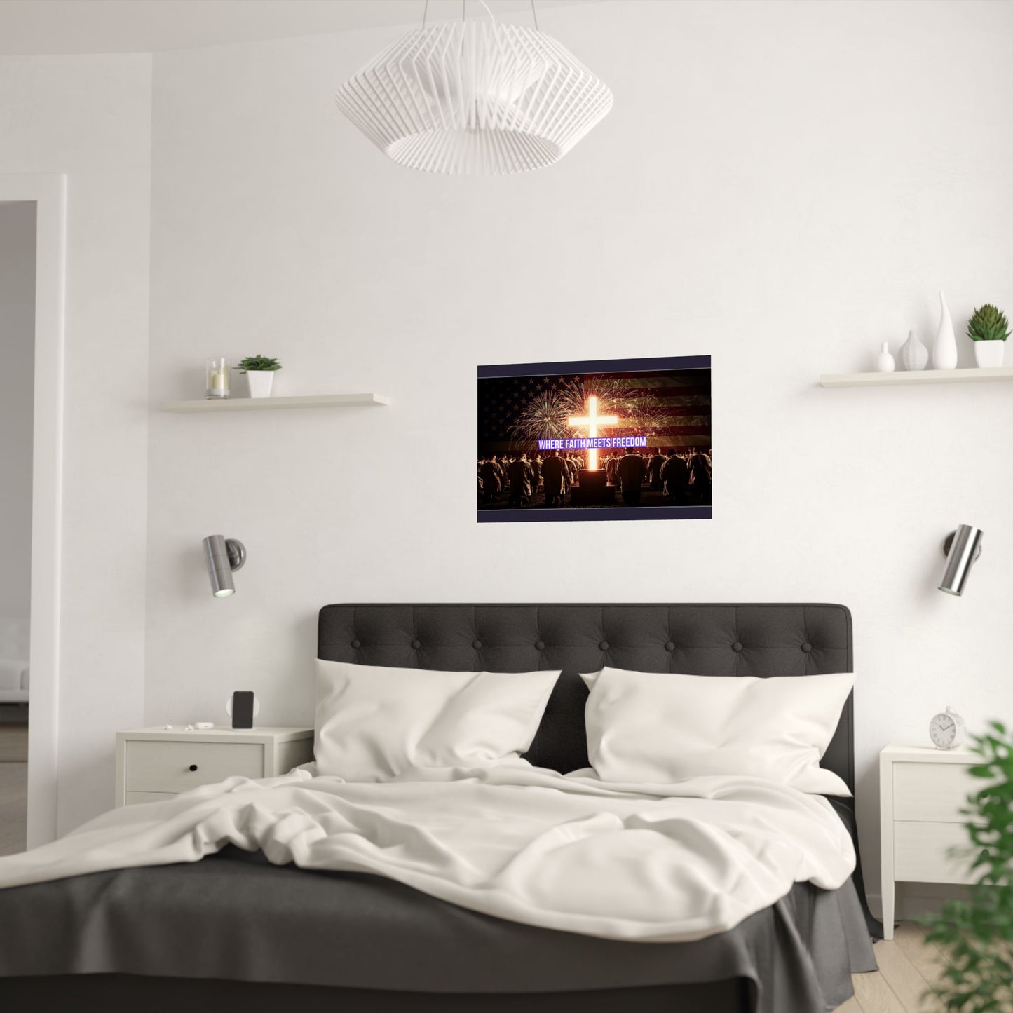 Where Faith Meets Freedom Satin Poster - Christian Patriotic Wall Art (210gsm)