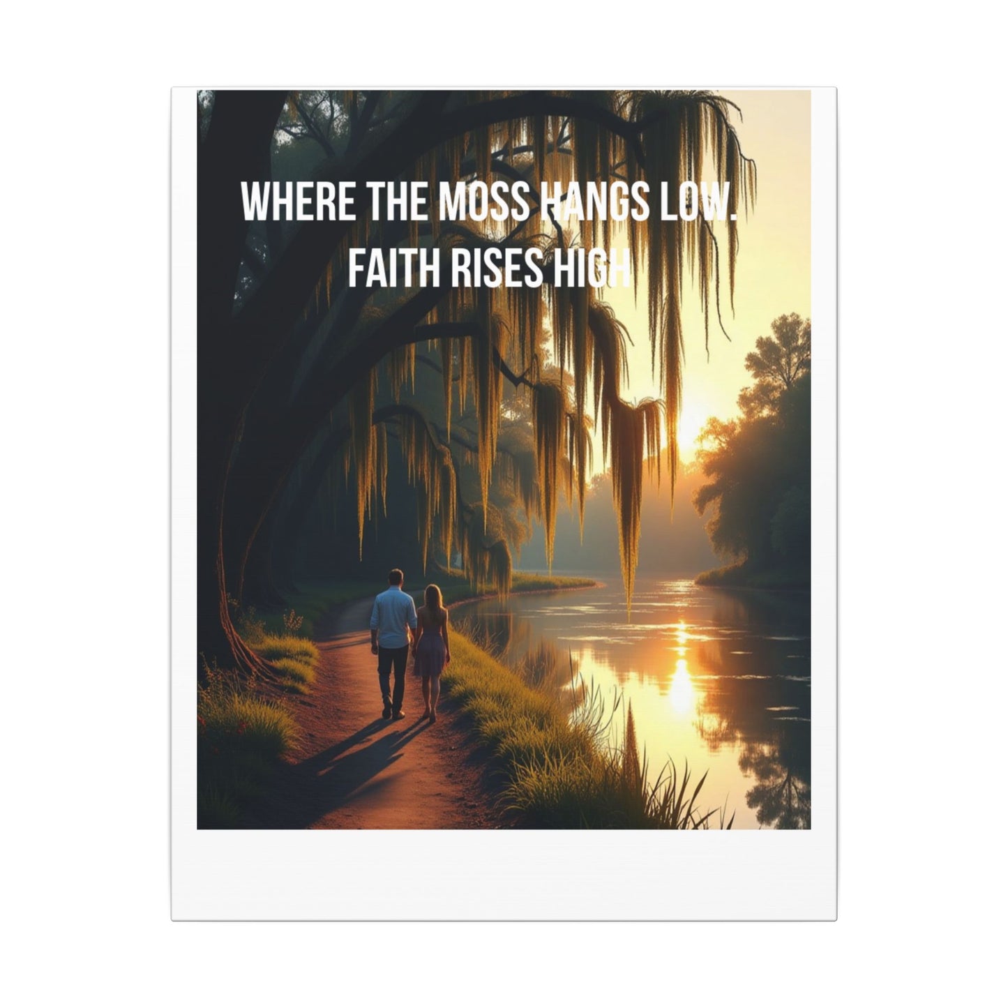 Canvas Wall Art - "Faith Rises High" Romantic Sunset Couple by River
