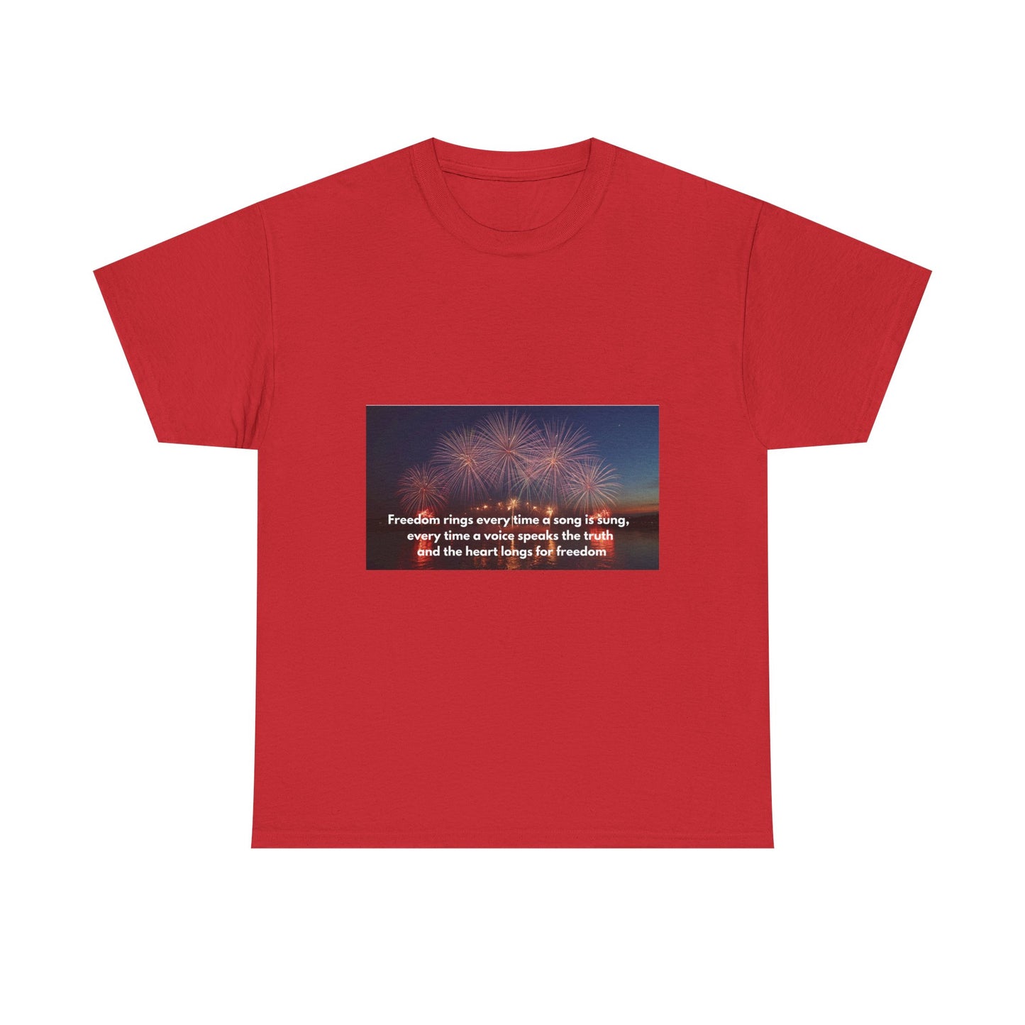 T-Shirt — Patriotic Fireworks Tee with 'Freedom Rings' Quote