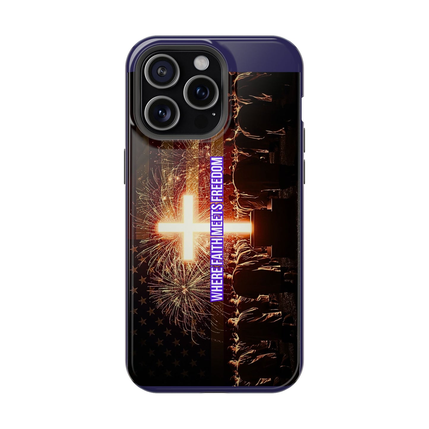 Christian Cross iPhone Case — “Where Faith Meets Freedom” Magnetic Impact-Resistant Phone Case