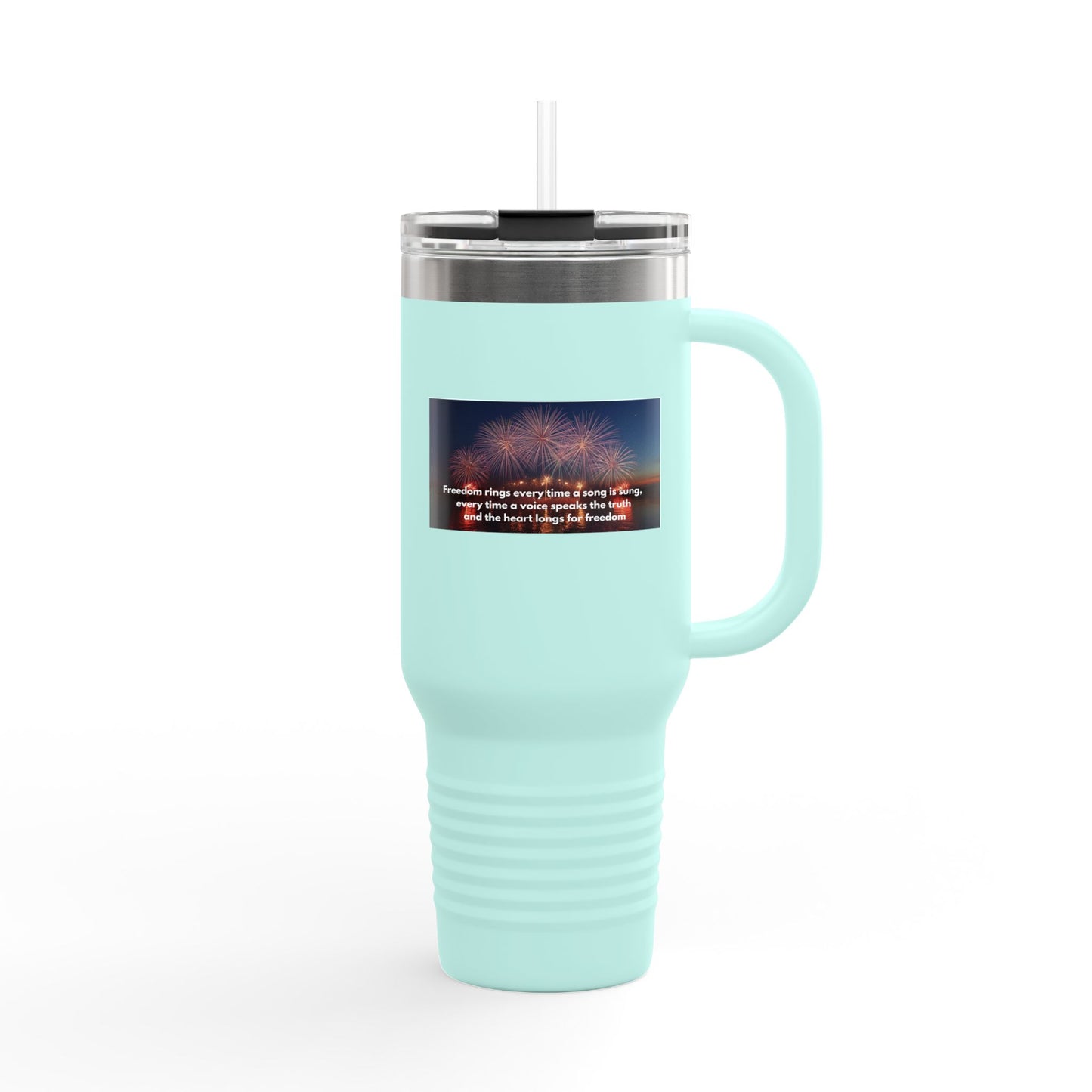 40oz Insulated Travel Mug — Inspirational Fireworks Quote Design