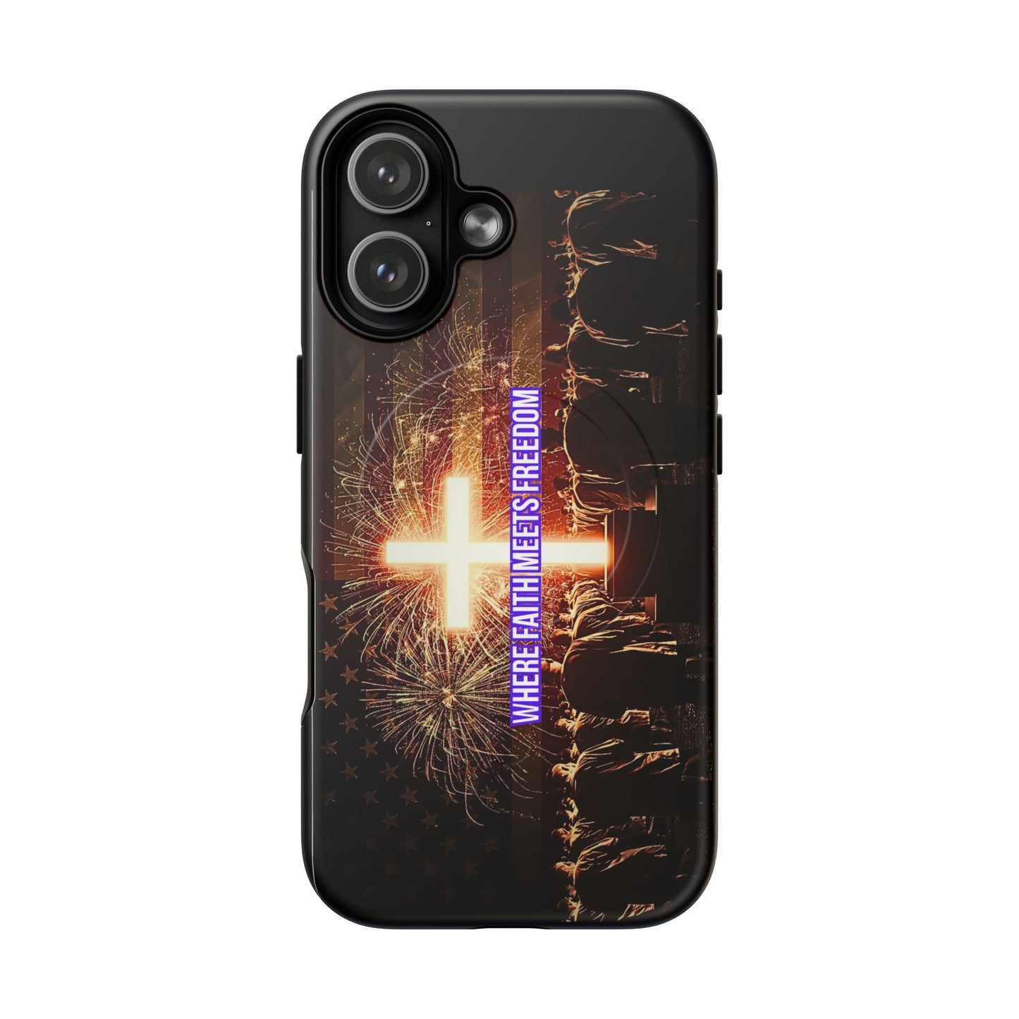 Christian Cross Phone Case - "Where Faith Meets Freedom" Tough Magnetic Case