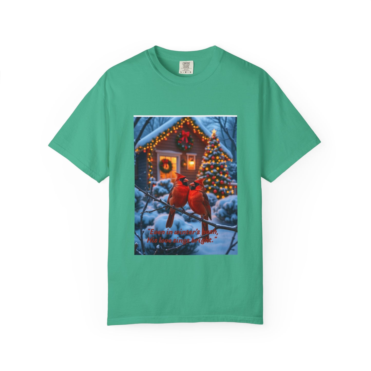 Cozy Winter Cardinal T-Shirt, Holiday Apparel, Unisex Gift, Christmas Shirt, Winter Wonderland Tee, Festive Bird Design