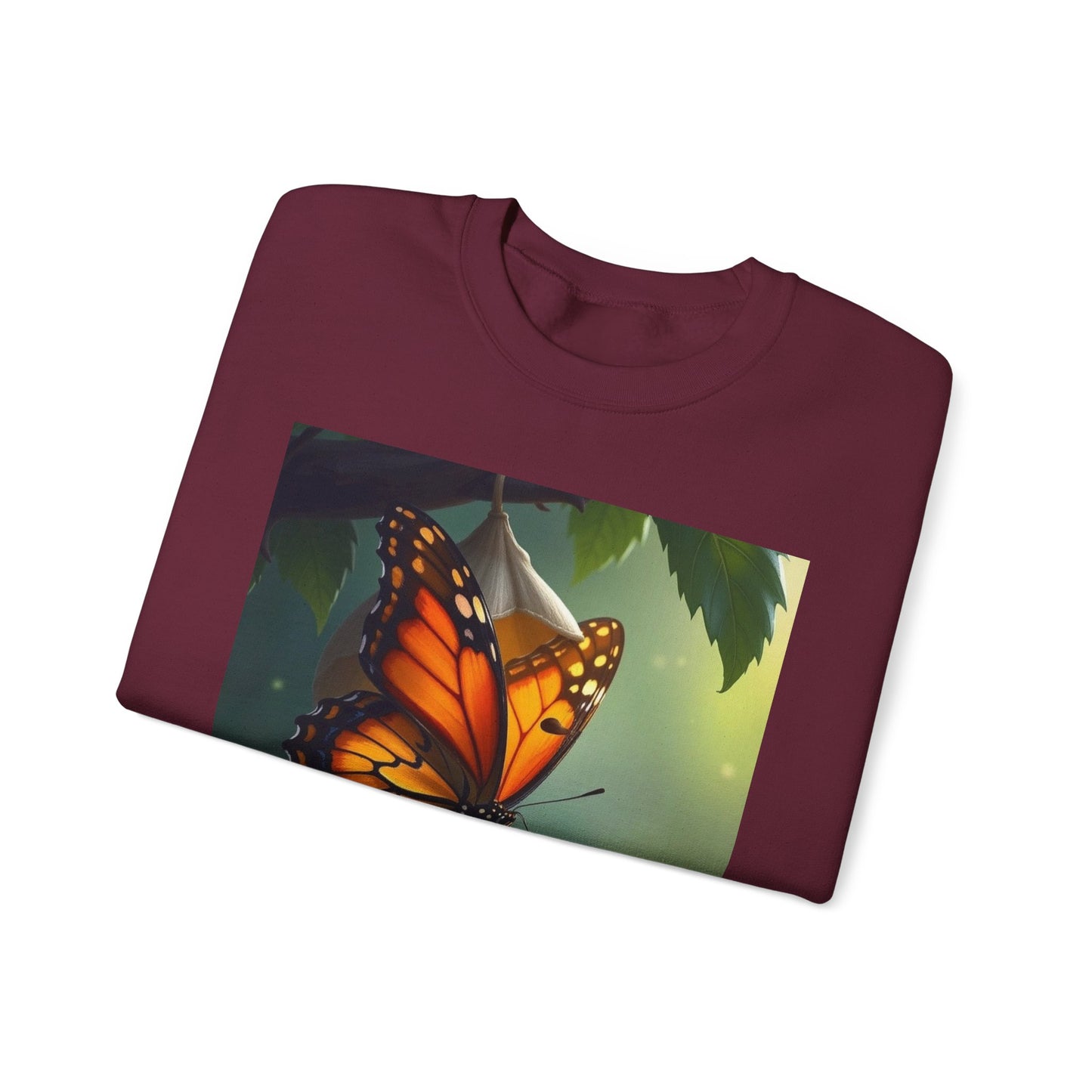 Crewneck Sweatshirt — Grace Wins Everytime Monarch Butterfly Inspirational Tee