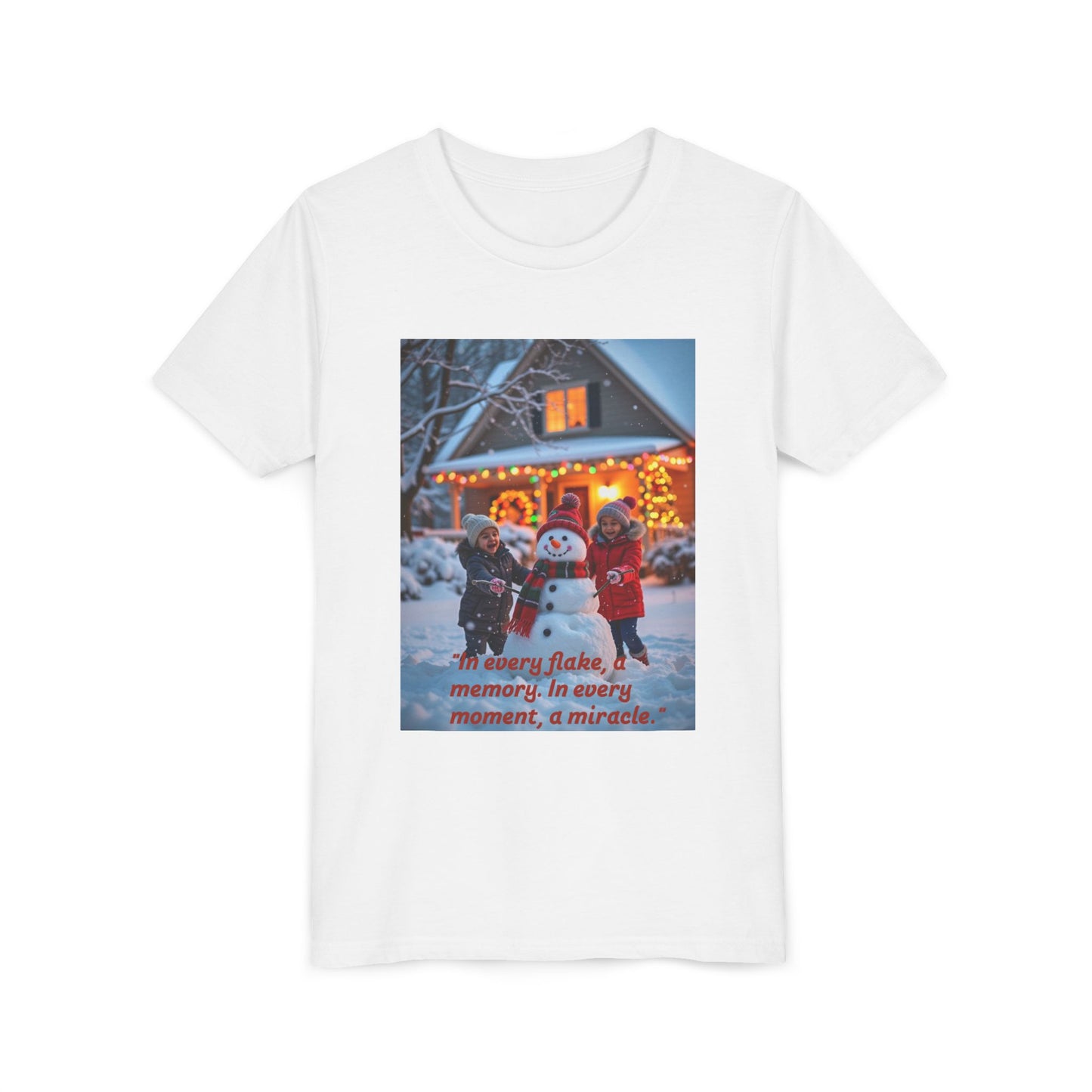 Youth Snowflake Memory Tee, Christmas T-Shirt, Holiday Gift for Kids, Winter Apparel, Fun Family Celebration Outfit, Snowman Design  70a