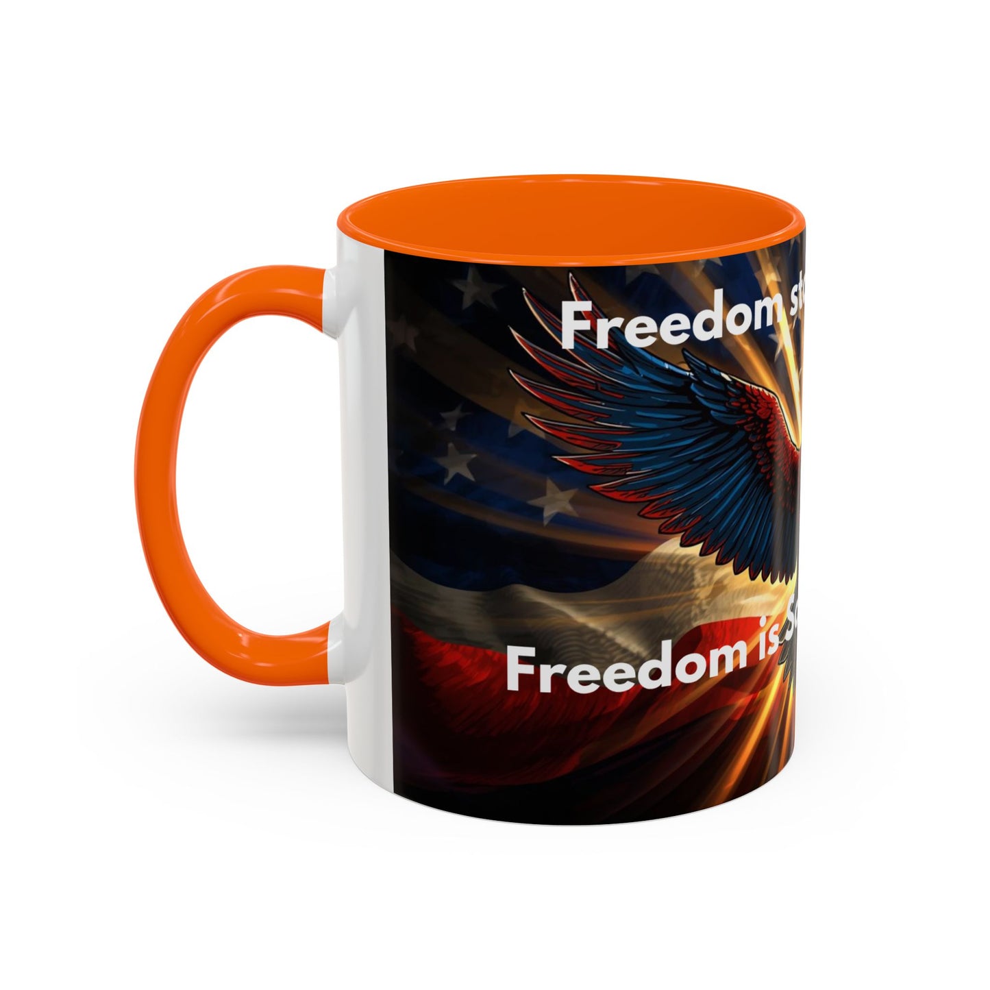 Patriotic Eagle Coffee Mug — "Freedom Stands Strong" Accent 11/15oz