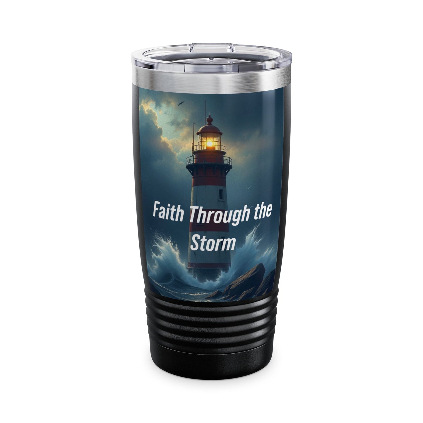 Faith Through the Storm 20oz Tumbler - Lighthouse Inspirational Travel Mug