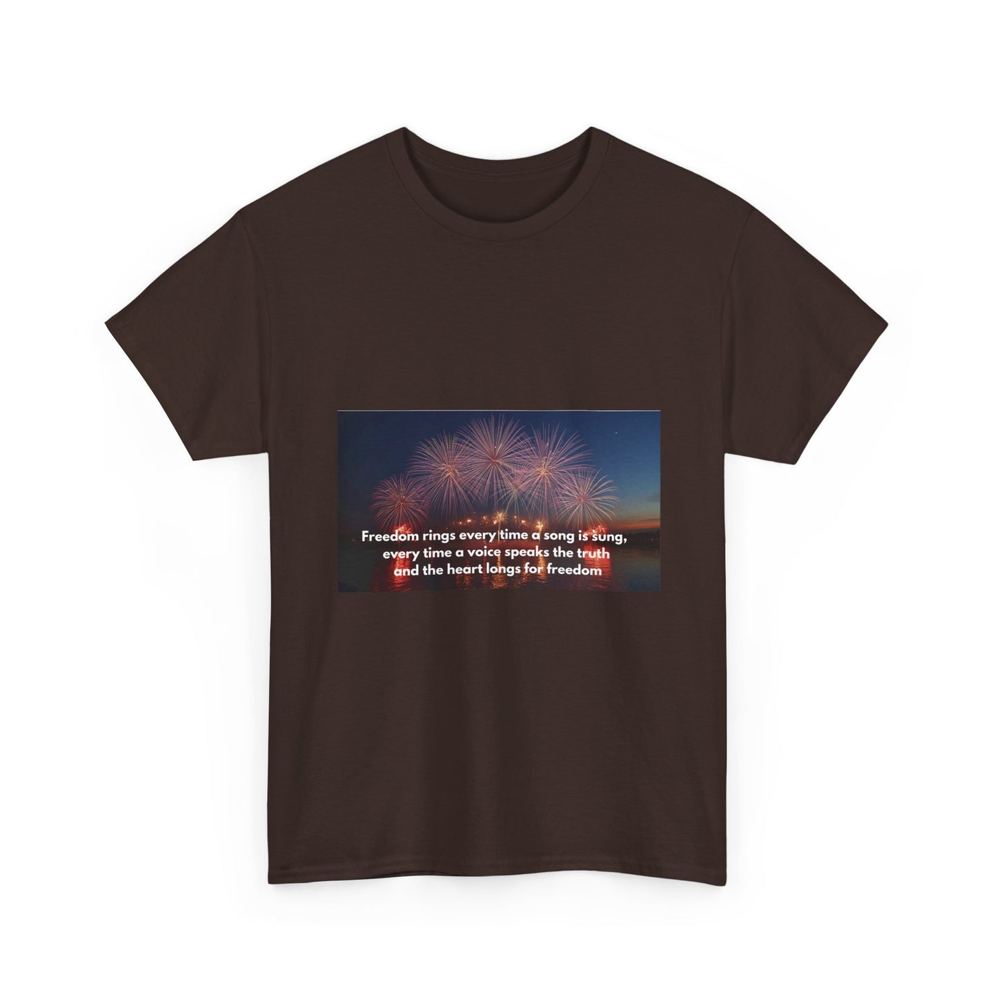 T-Shirt — Patriotic Fireworks Tee with 'Freedom Rings' Quote