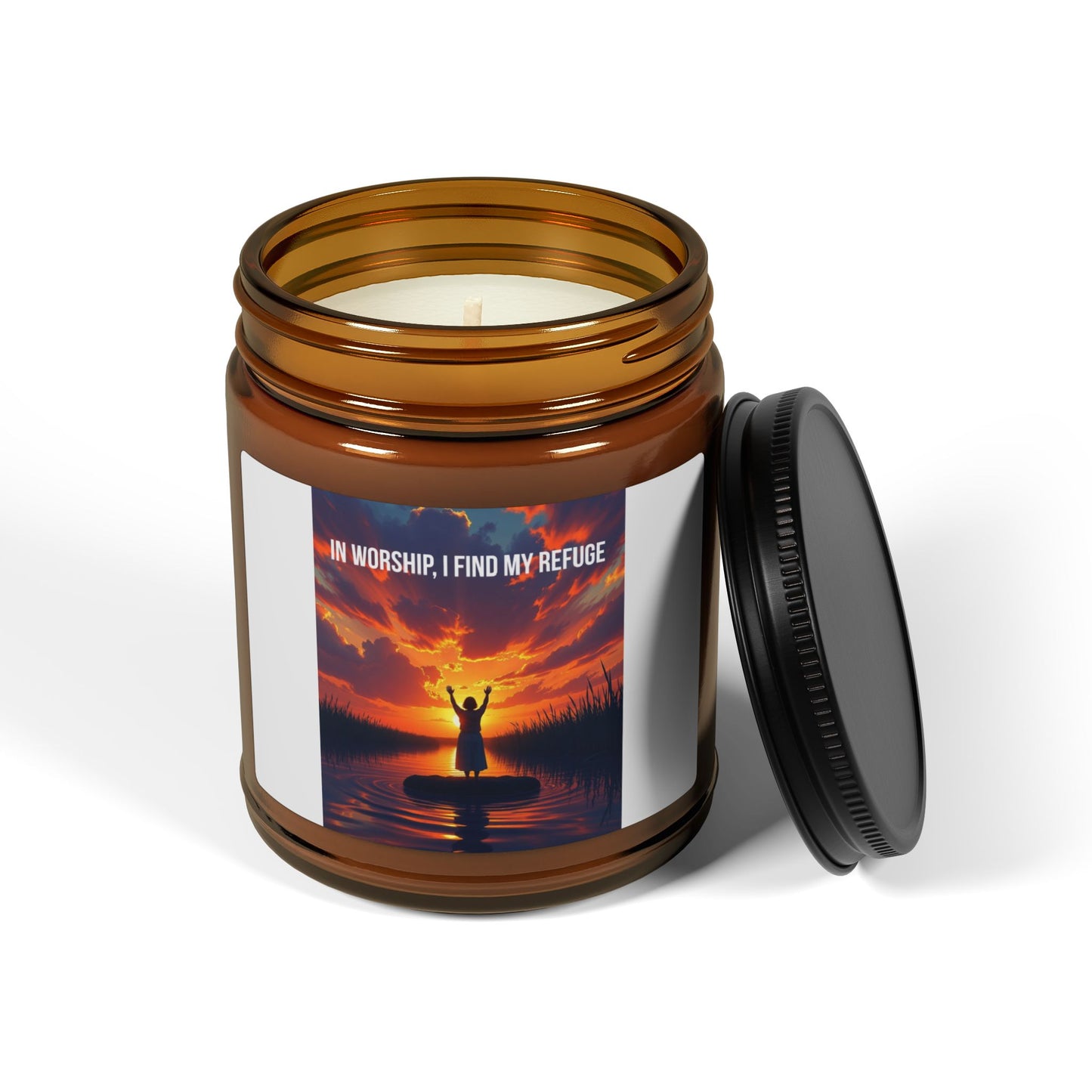 Soy Candle — 'At Sunrise I Find My Home' Amber Jar Scented Candle