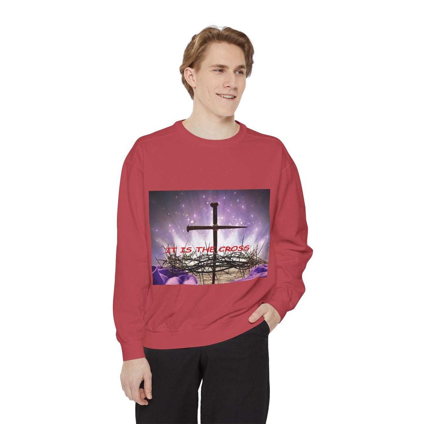 Christian Cross Sweatshirt — "It Is The Cross" Inspirational Religious Crewneck